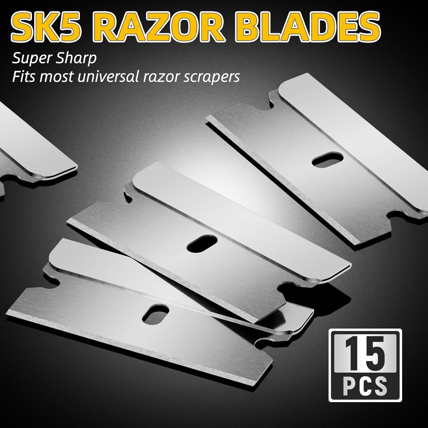 DIYSELF Razor Blade Scraper, 1 Pack Razor Scraper with 15 Razor Blades, Ergonomic Handle, Scraper for Cleaning Glass Stove Top, Windows, Razor Scraper Tool for Oven Door, Cooktop