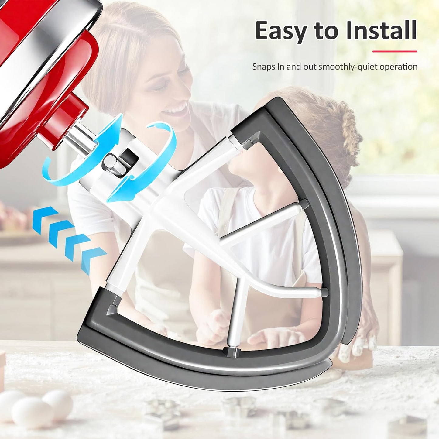 Flex Edge Beater for KitchenAid 4.5/5 Qt Tilt-Head Stand Mixer – Auto-Scrape Silicone Paddle, Dishwasher Safe, Flexible Silicone Edges Bowl Scraper For Kitchen Aid Accessories and Attachments (Grey)