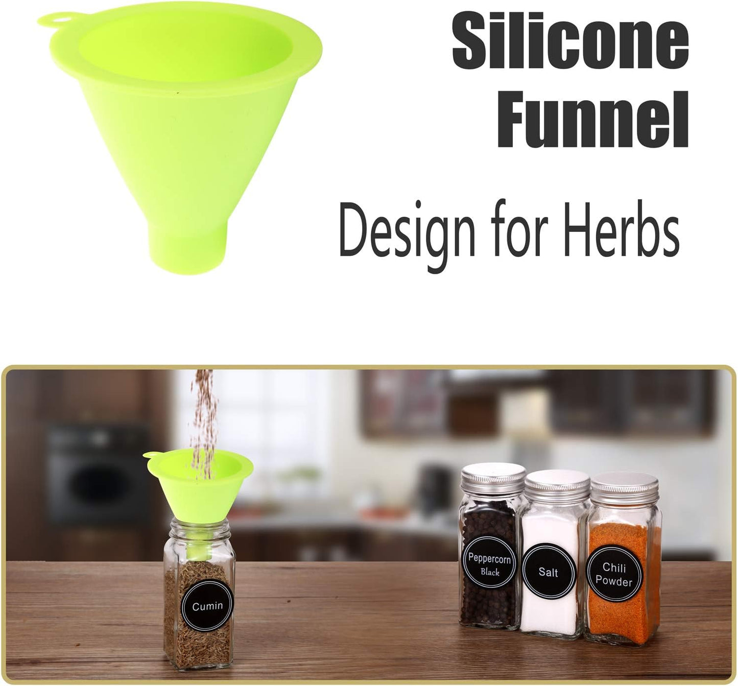 SWOMMOLY 48 Glass Spice Jars with 713 Spice Labels, Chalk Marker and Funnel Complete Set. 48 Square Glass Jars 4OZ, Airtight Cap, Pour/sift Shaker Lid