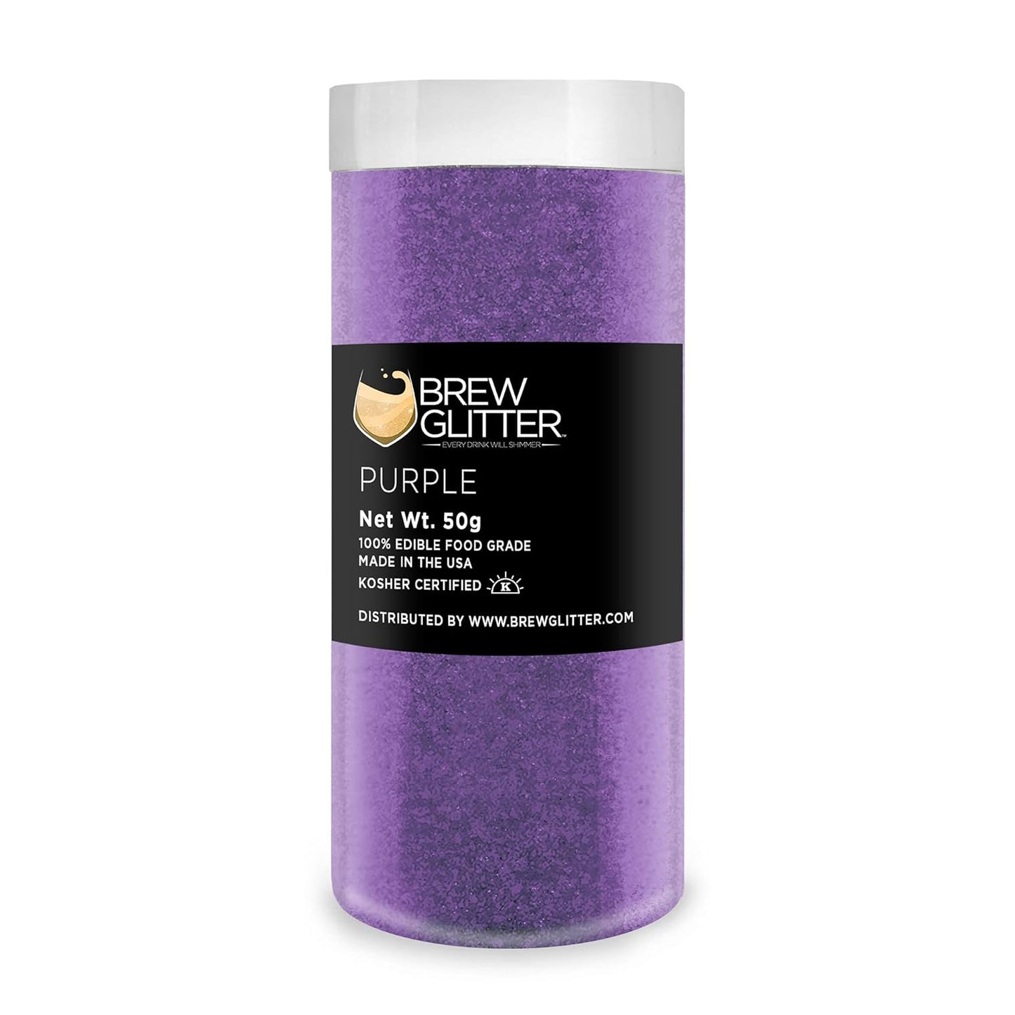 Purple BREW GLITTER Edible Glitter For Drinks, Cocktails, Beer, Garnish Glitter & Beverages | KOSHER & HALAL Certified | 100% Edible & Food Grade | Vegan, Gluten, Nut Free (50g, Purple)