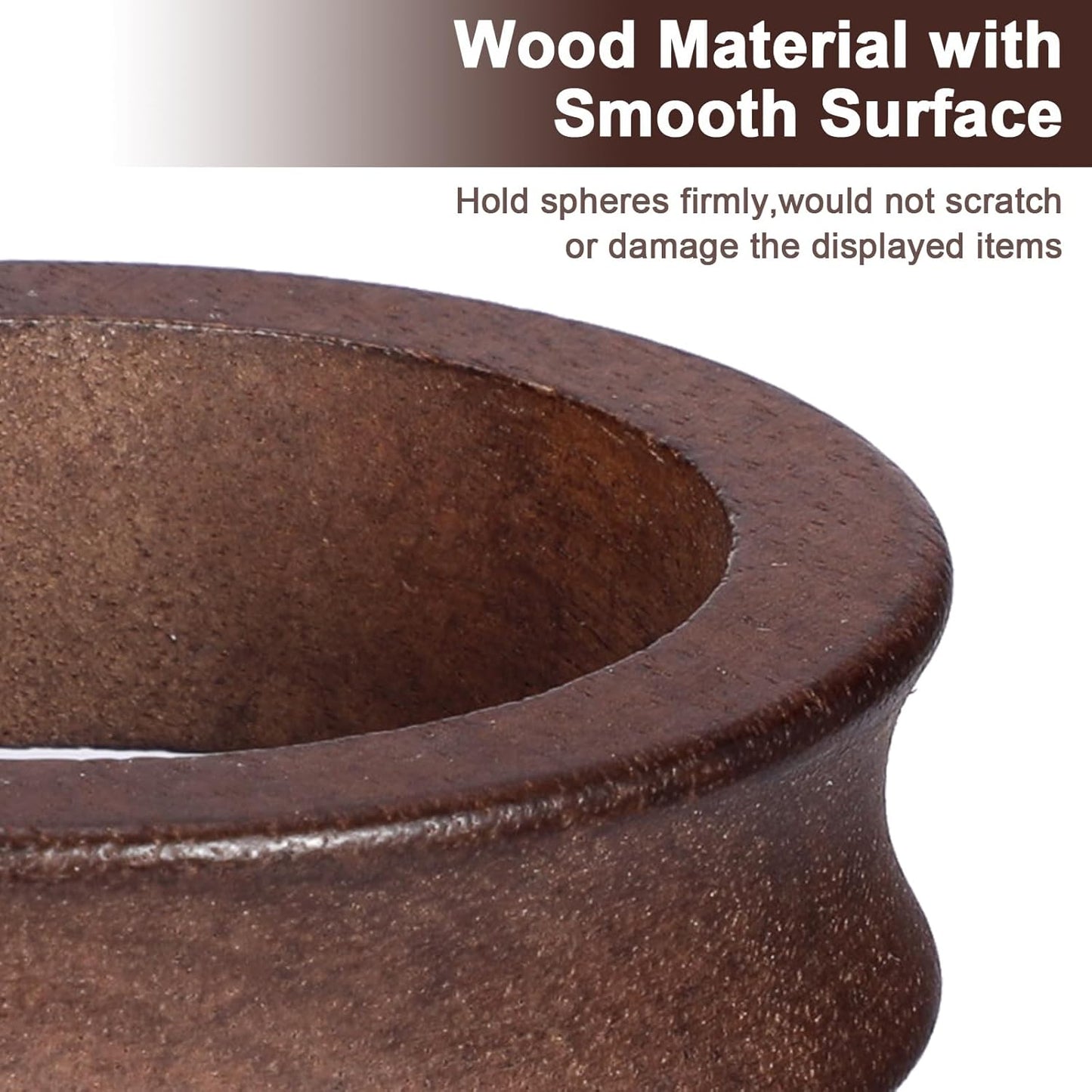 JUXYES Wooden Sphere Holder Display Stand, 6 Pack Small Wood Crystal Ball Stand, Simple Round Display Easel Stands for Decorative Eggs, Crystal Balls, Golf Ball, Stones, Gemstones, Collections, 32mm