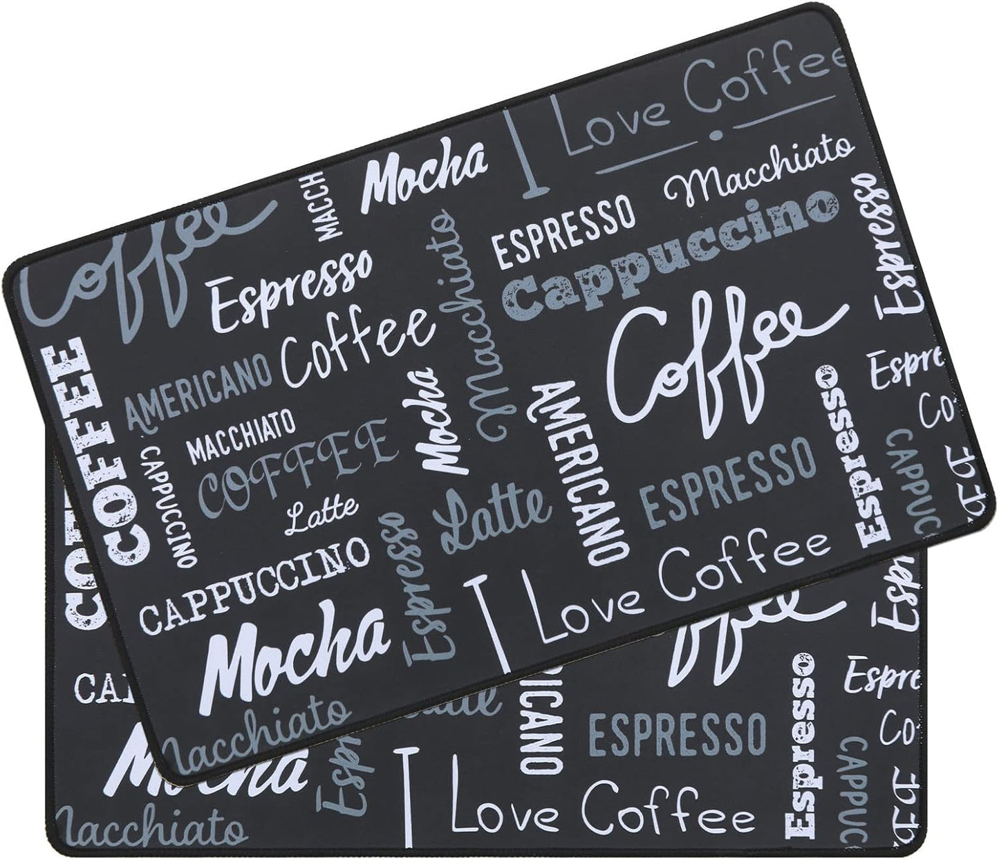 SHACOS Coffee Mat 2-Pack 12x19 Inch Absorbent Non Slip Coffee Maker Mats for Countertop Coffee Bar Accessories Dish Drying Mat Waterproof Heat Resistant, Chalkboard Black