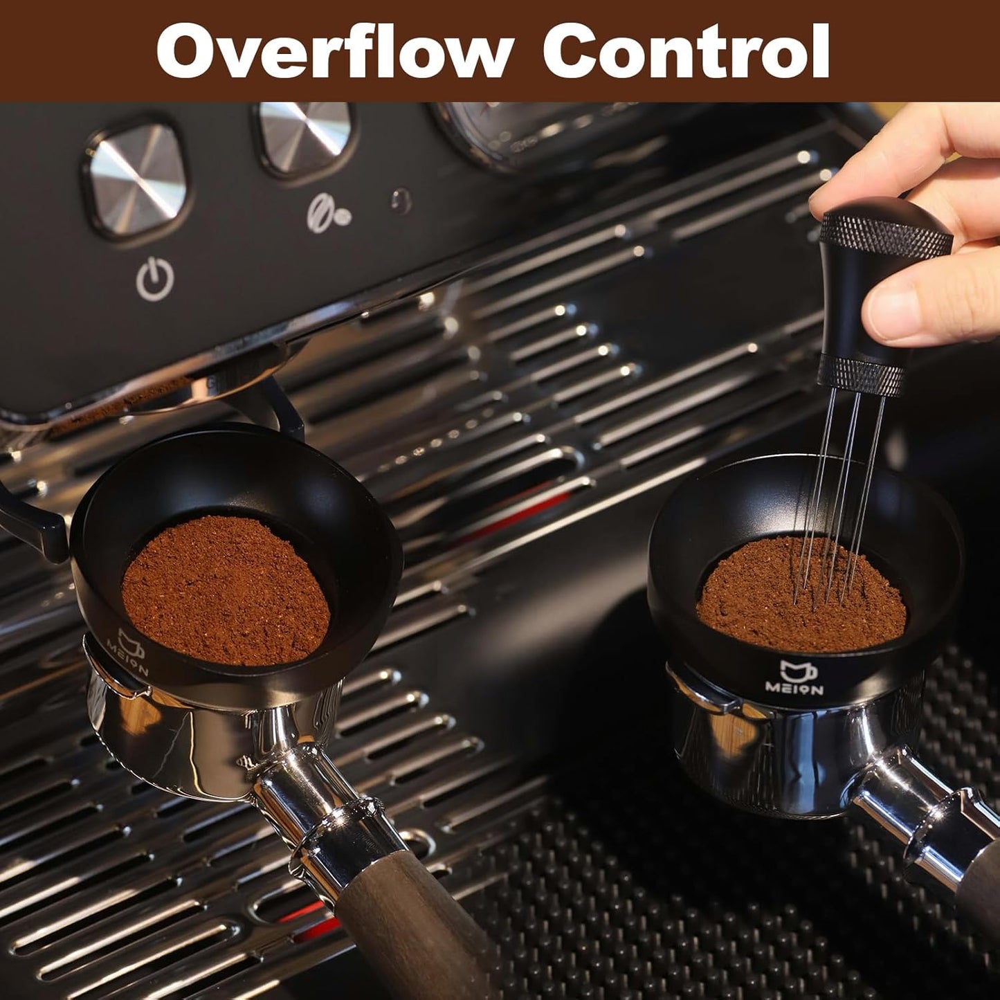 MEION 54mm Dosing Funnel for Breville Portafilters, Magnetic Espresso Dosing Funnel Coffee Funnel, Espresso Tools Espresso Accessories (54mm, Black)