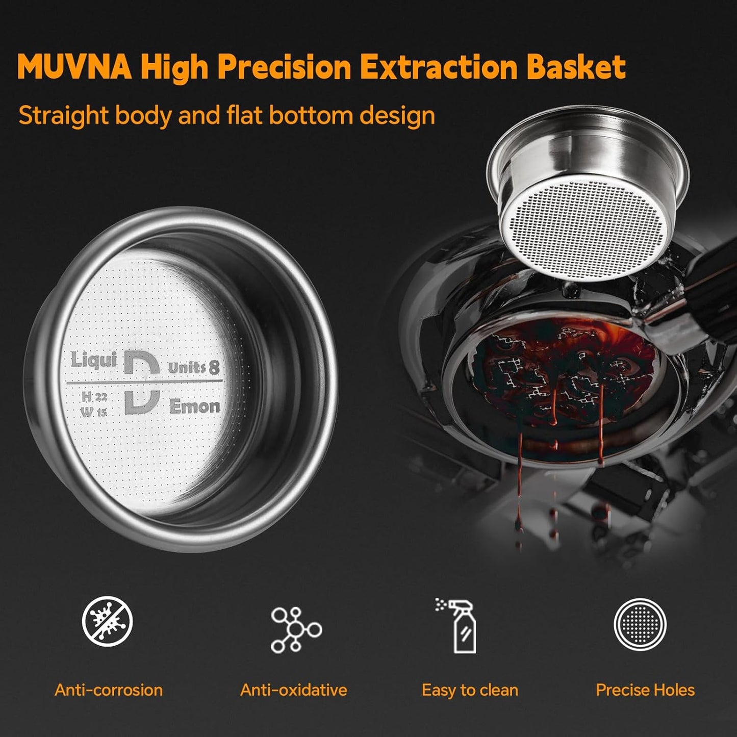 58MM Espresso Portafilter Basket, 15g Coffee Paper Filters, High Precision Extraction Portafilter Basket Filter, Fits for Most 58MM Coffee Machines