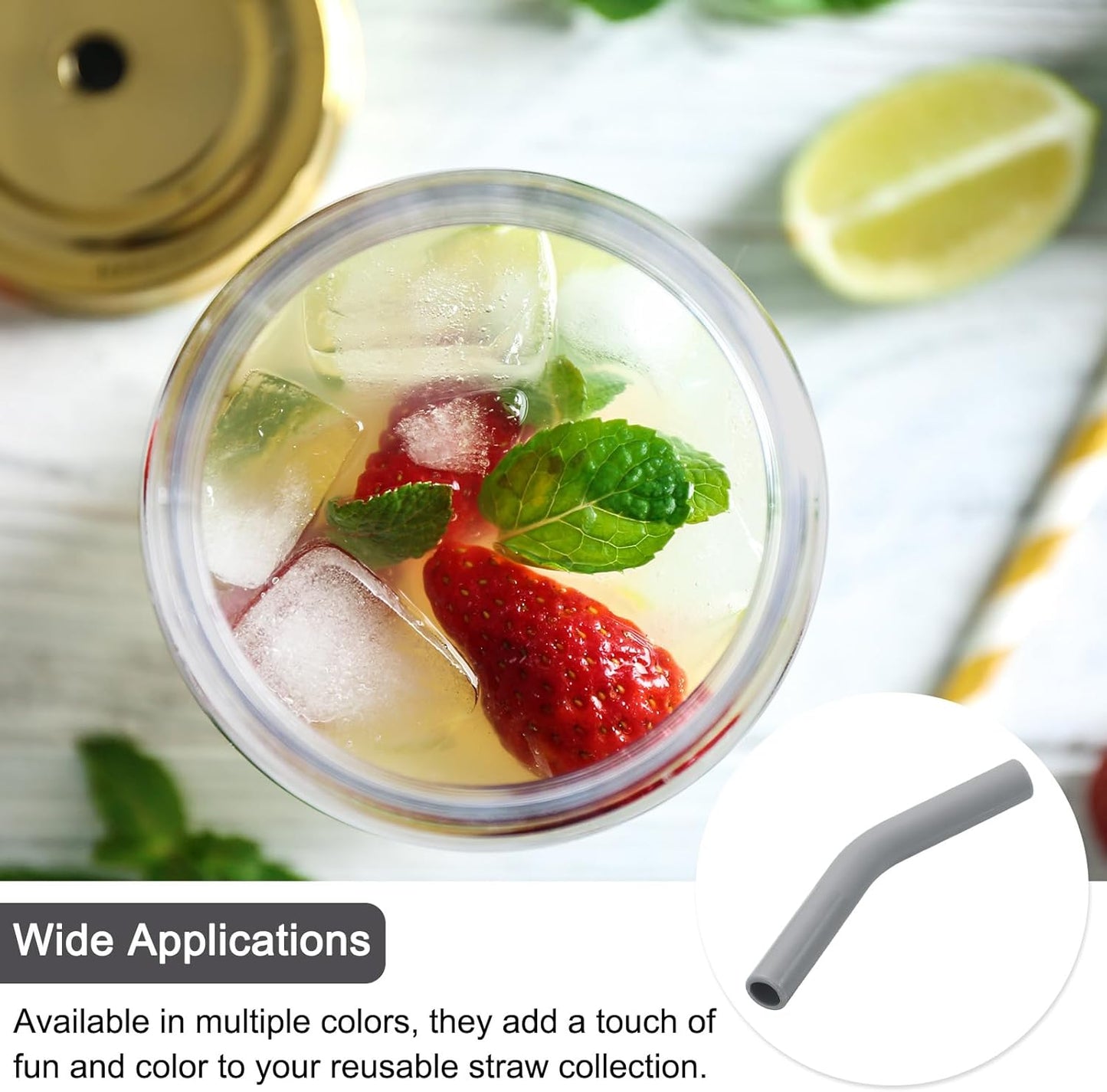 uxcell 6Pcs Silicone Straw Tips, Silicone Straw Elbows Tip, Soft Reusable Metal Straw Covers Fit for 8mm/0.31" OD Stainless Steel Straws, Grey