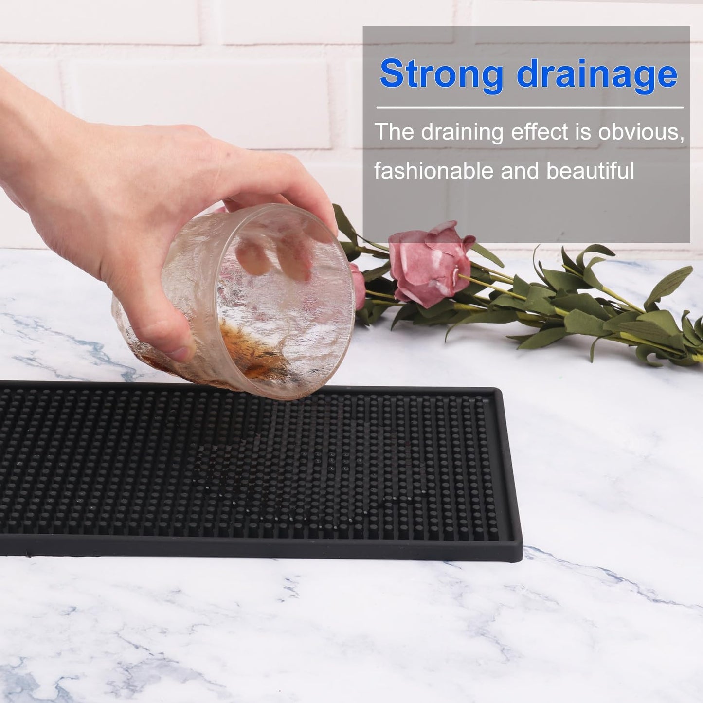 12 Pack Rubber Bar Mats, 12" x 6" Black Bar Service Mat, Spill Mat for Countertop, Bartending, Rubber Bar Mats, Efficient and Stylish Solution for Every Bartending Need,by KUKLIPJIM