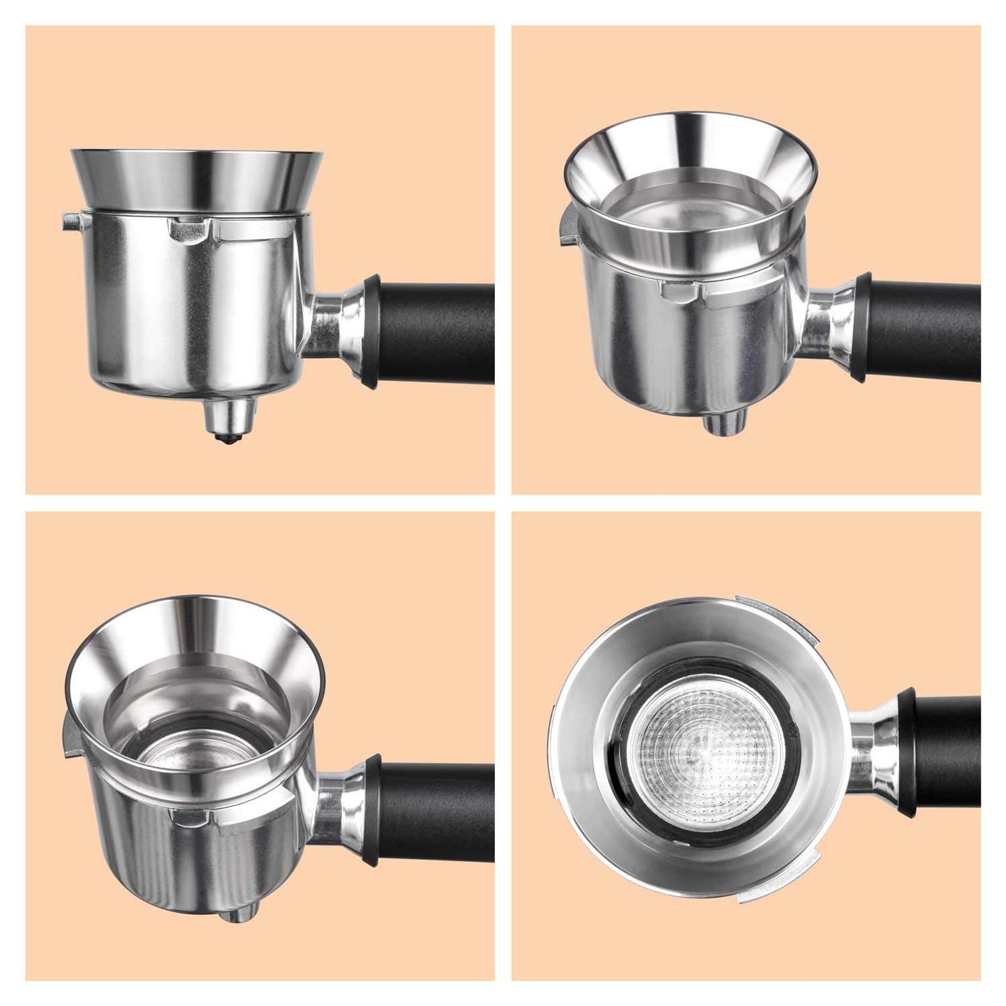 MATOW Stainless Steel Espresso Dosing Funnel Compatible with 51mm Portafilter