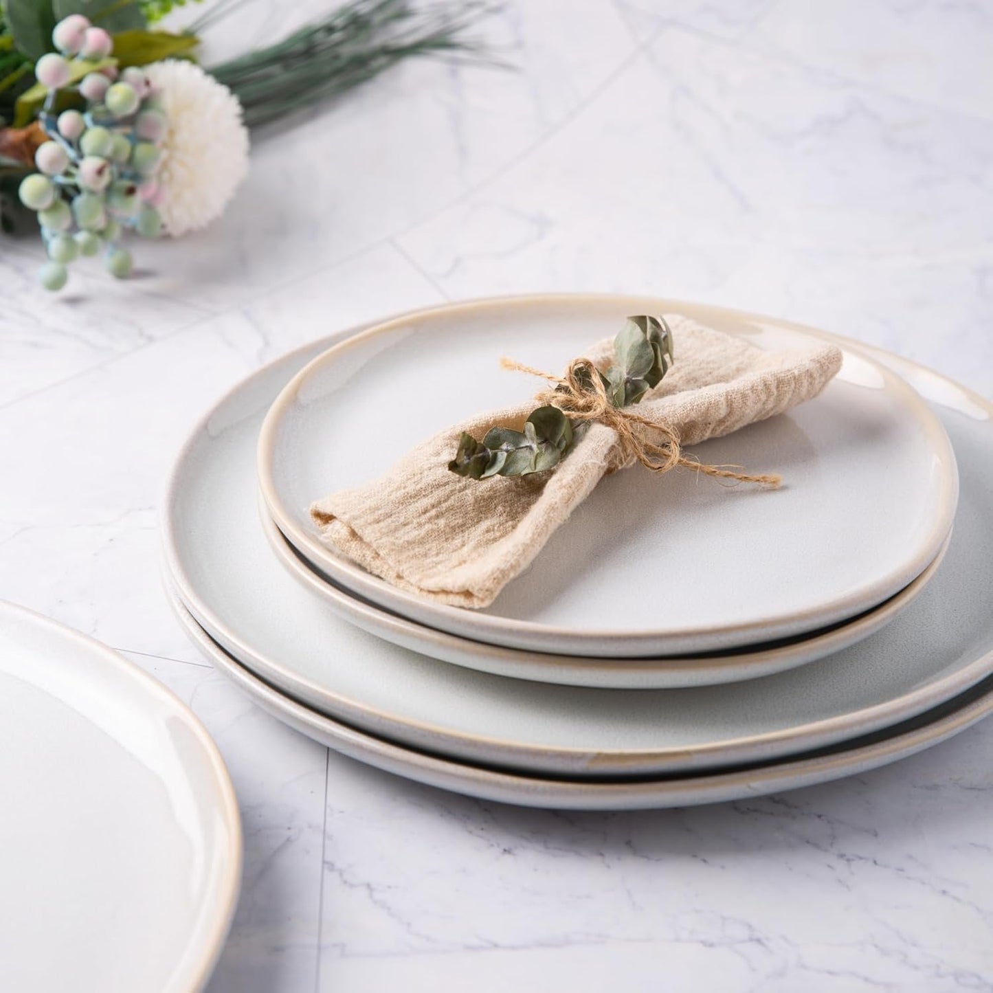 AmorArc Ceramic Plates Set of 6, 8.5 Inch Handmade Reactive Glaze Stoneware Plates set for Dessert, Salad, Appetizer, Small Dinner Plates, Microwave & Dishwasher Safe, Scratch Resistant