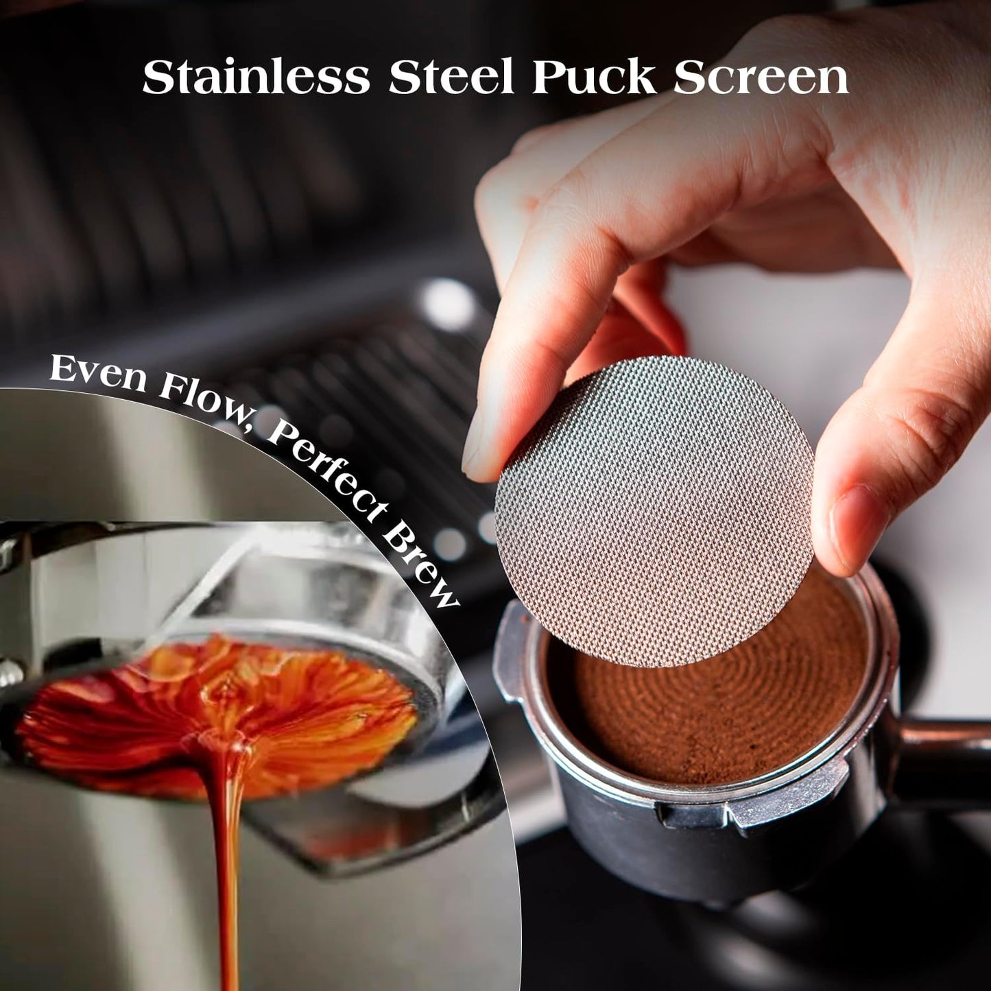 7 PCS 58mm Espresso Accessories Kit: Espresso Tamper, Coffee Distributor, Puck Screen, Dosing Funnel and WDT Tool Espresso Machine Accessories, Gifts for Coffee Lovers