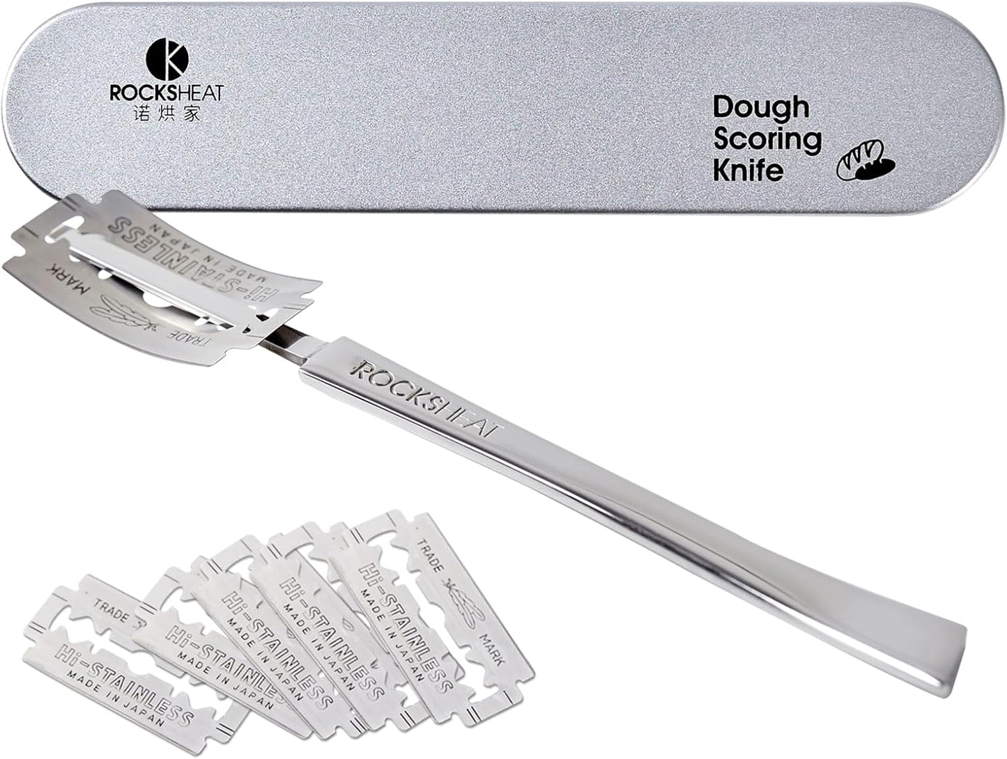 Bread Lame Dough Scoring Tool, Stainless Steel Scoring Knife with 5 Feather Blades, Sourdough Scoring Tool for Bread Baking, Baking Tool for Baking Beginners