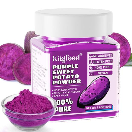 Purple Sweet Potato Powder - Kiigfood 5.3 oz/150g Pure Natural Premium Purple Food Coloring Powder for Smoothies, Baking, Juices, Pasta - Gluten-Free, No Additives, Vegan, Non-GMO