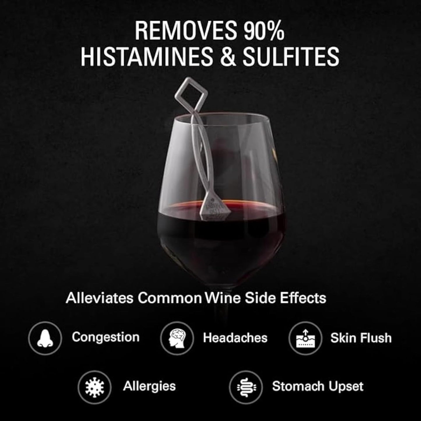 PureWine Wine Wands Purifier, 72 Filters - Reduces Histamines & Sulfites, Alleviates Allergies & Sensitivities - Restores Taste, Perfect Pour, Gifting, Holiday