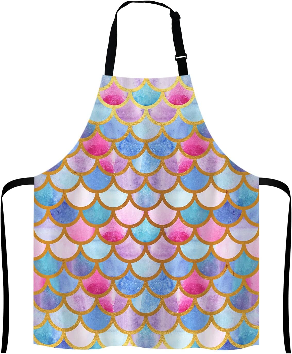 Mermaid scales Kitchen Cooking BBQ Chef Apron, Watercolor fish scales Apron for Men, Women - Dad Gifts, Gifts for Men - Birthday, Mothers Day Gifts for Mom, Wife, Husband, Brother, Friends