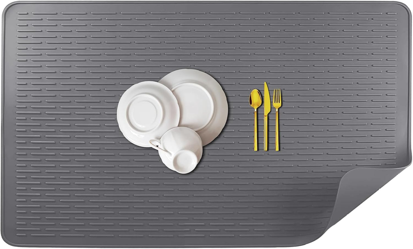 Golener Silicone Stove Top Cover - 36.5" x 20.5" Stove Top Protector for Electric Stove, Food Grade, Foldable, Easy Clean, Heat-resistant Silicone Mat for Glass Stove Top, Large Dish Drying Mat, Grey