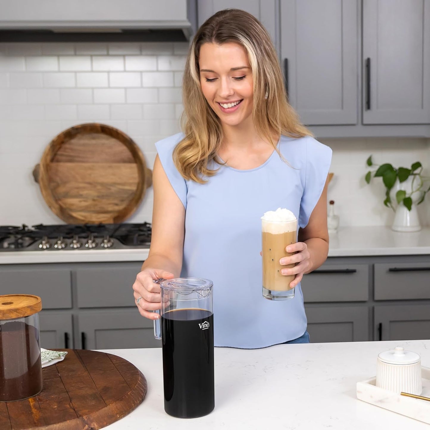 VINCI Express2 Electric Cold Brew Coffee Maker: 37 oz., Fast, Customizable, Low-Acid Brews with Patented Circle Flow Technology Digital Controls, 3 Brew Settings, Self-Cleaning Function