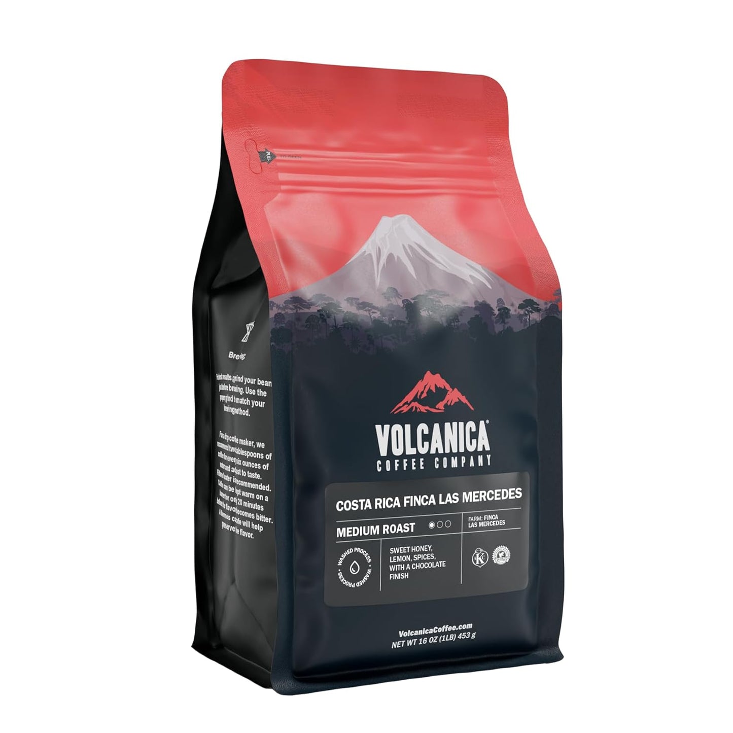 Costa Rican Coffee, Natural Process, Ground, Fresh Roasted, 16-ounce