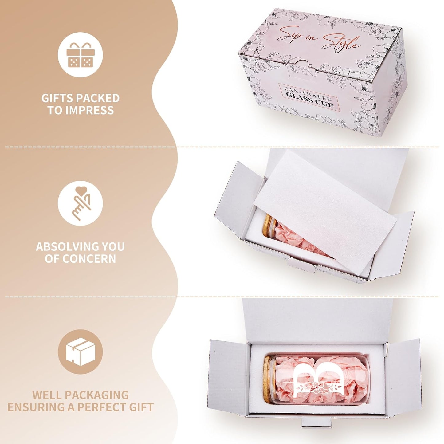 Personalized Gifts for Women, Monogrammed Glass Cups with Lids and Straws, Custom Tumbler, Cute Customized Mug, Aesthetic Stuff, Initial Iced Coffee Cup, Drinking Glasses, Birthday Teacher Gifts, B