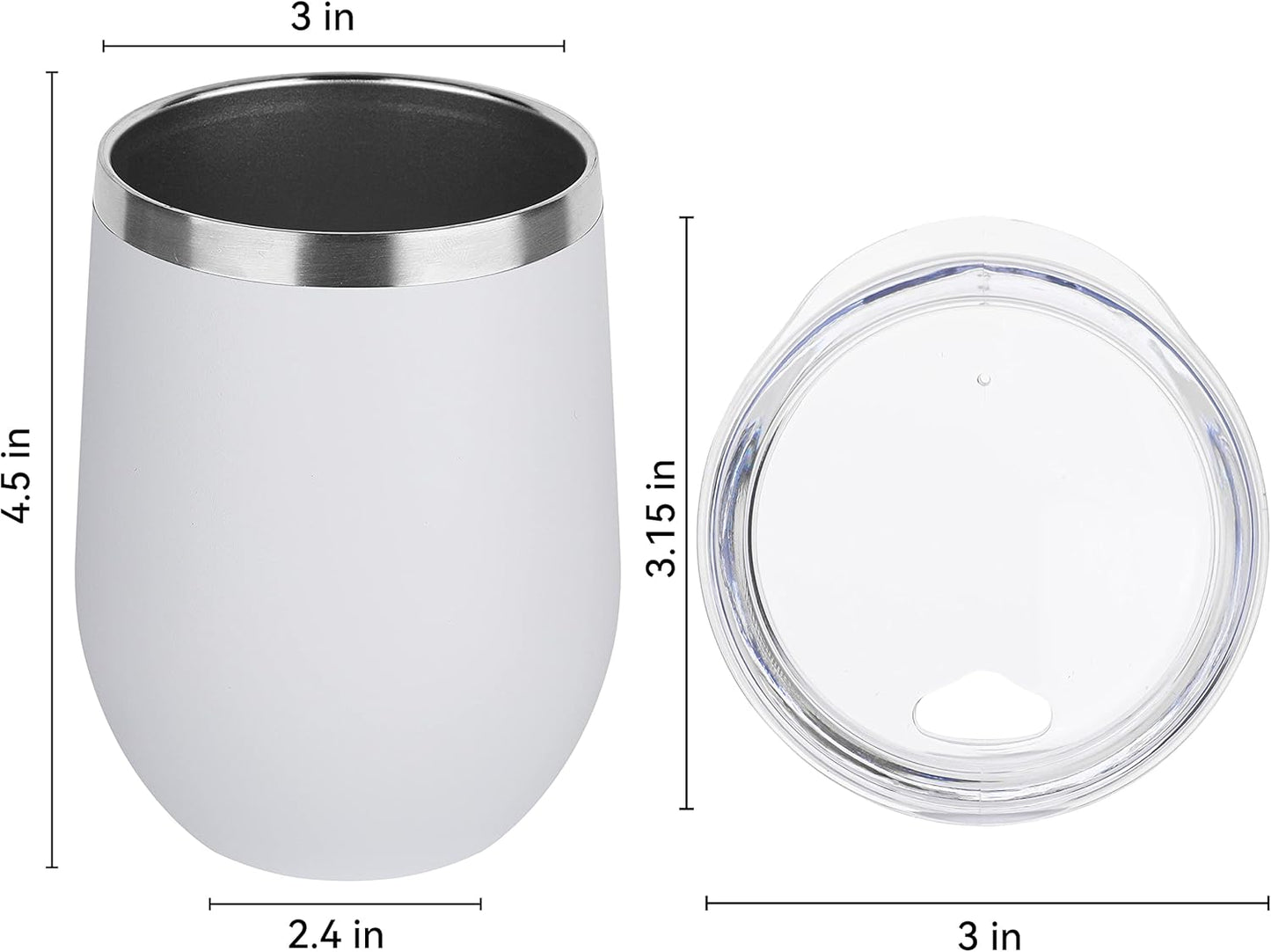 DOMICARE Stainless Steel Wine Tumbler Bulk with Lid, Personalized White Insulated Tumblers Set, 12oz Travel Coffee Cups Pack of 16