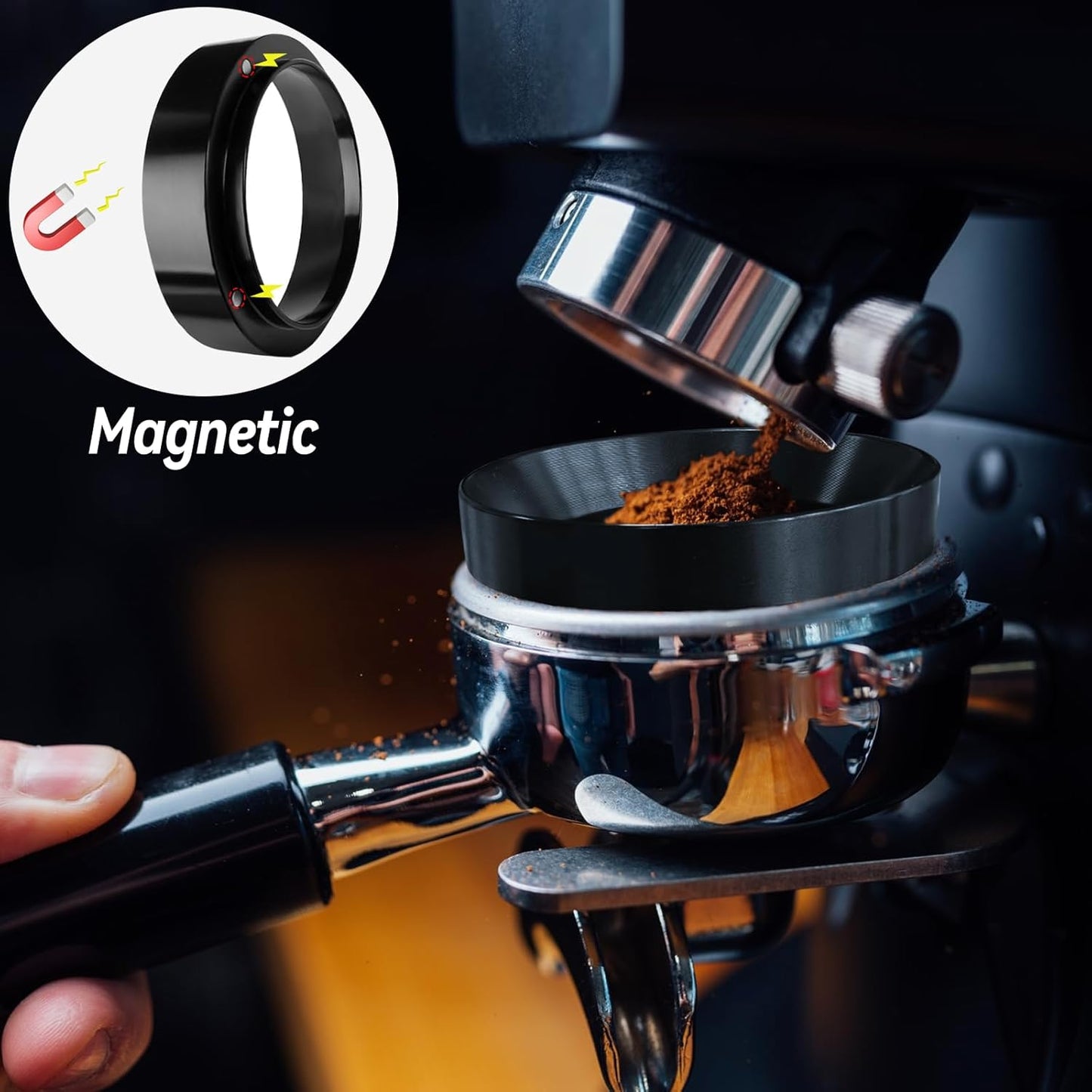 Espresso Accessories Kit, 51mm Tamper, Coffee Tamper Set, Silver 51mm Stainless Steel Espresso Tamper, Dosing Funnel, Tampers Mat, WDT Tools and Puck Screen Set Fit 51mm Portafilters