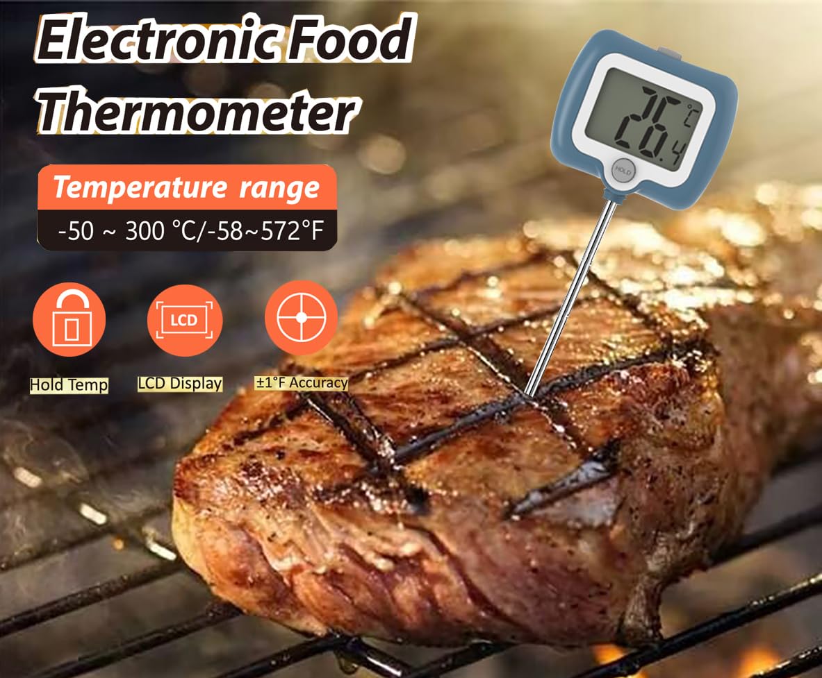 Candy Thermometer for Candy Making with Rotatable Large Display 10'' Long Probe,Digital Instant Read Candy Thermometer with Pot Clip,Candle Smoker, Oil Cooking (Blue)