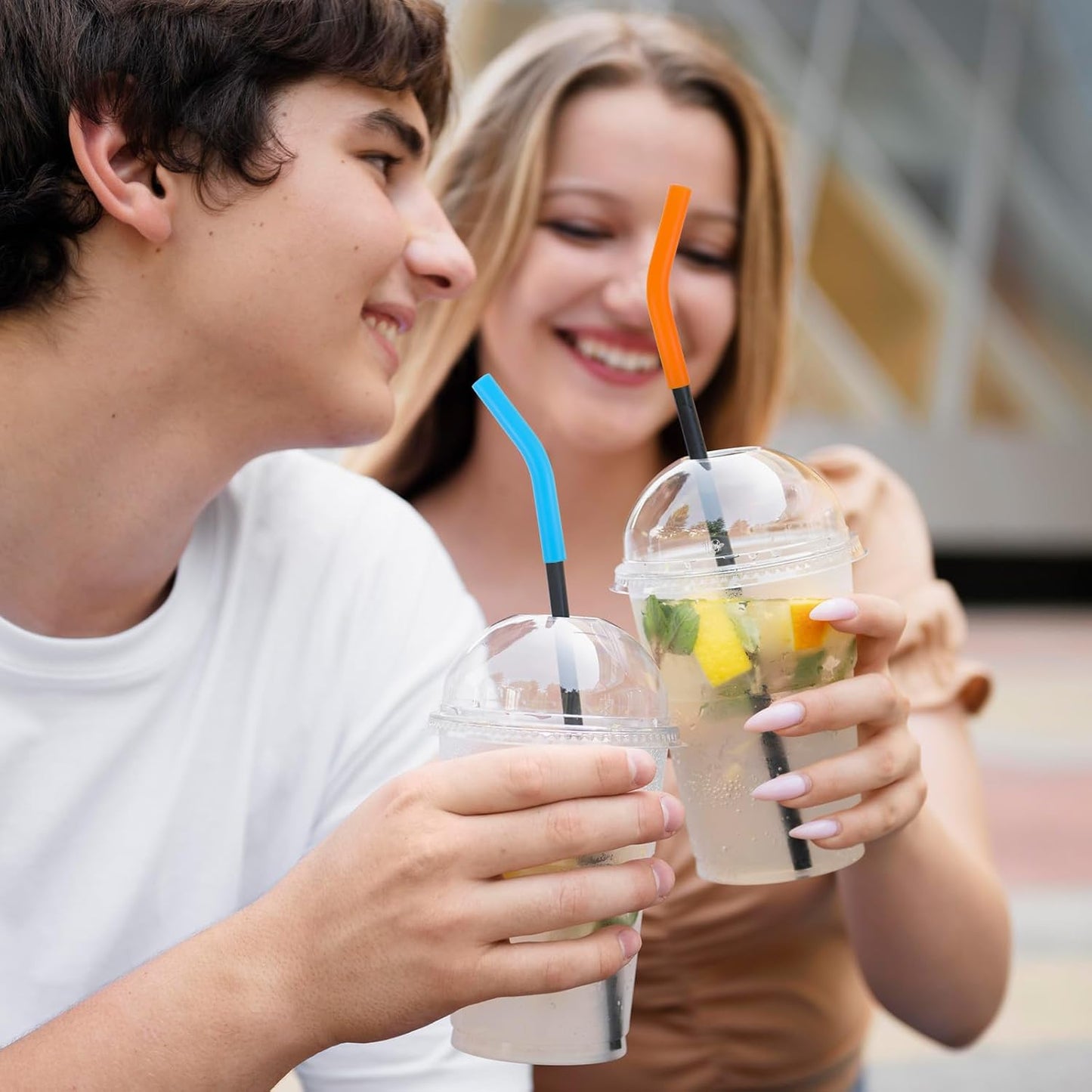 6 Pcs Silicone Straw Tips, Reusable Colorful Silicone Straw Cover Replacement Soft Rubber Flex Elbow Straws Tip for Stainless Steel Metal Straws 0.31inch Wide (8mm Outdiameter)