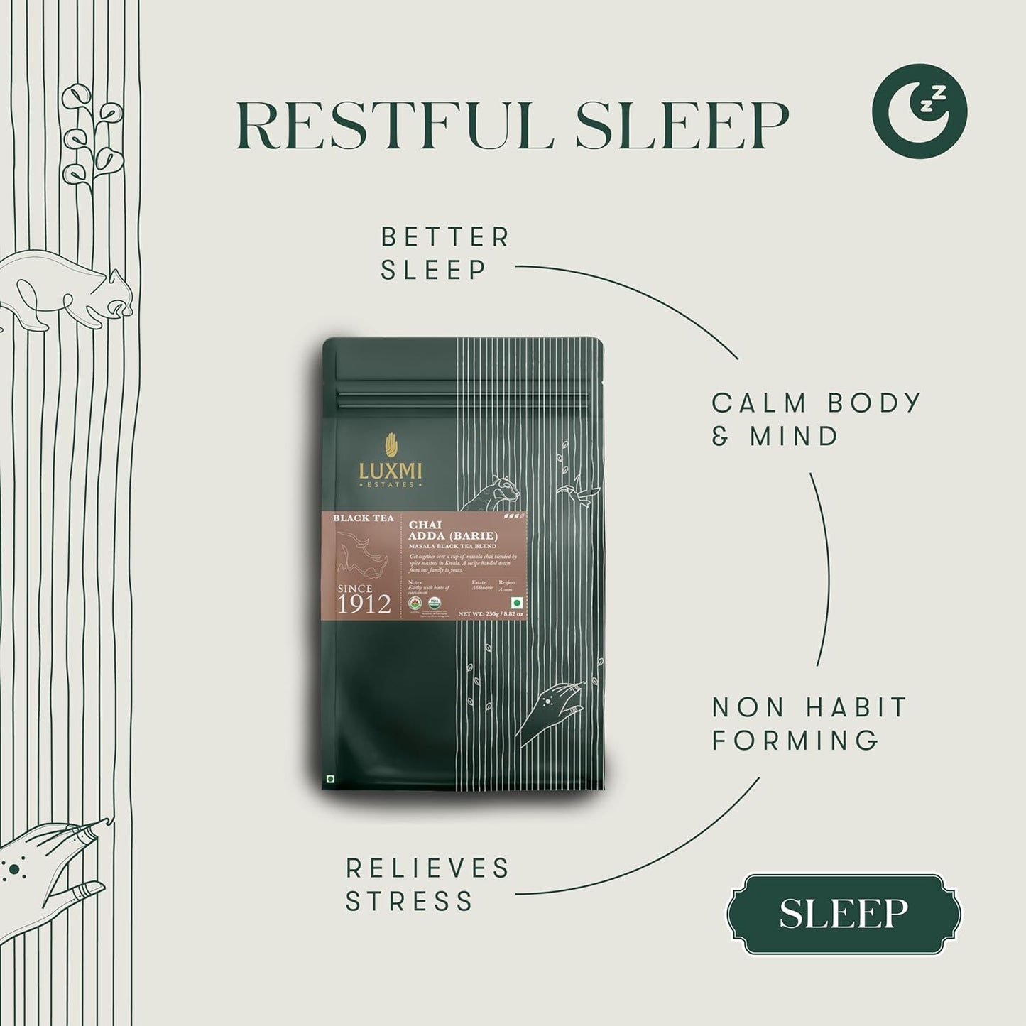 Luxmi Spiced Assam CTC Tea, Masala Chai Blend from India, TASTING NOTES: Aromatic, bright, robust, spicy & zesty, 250 Grams