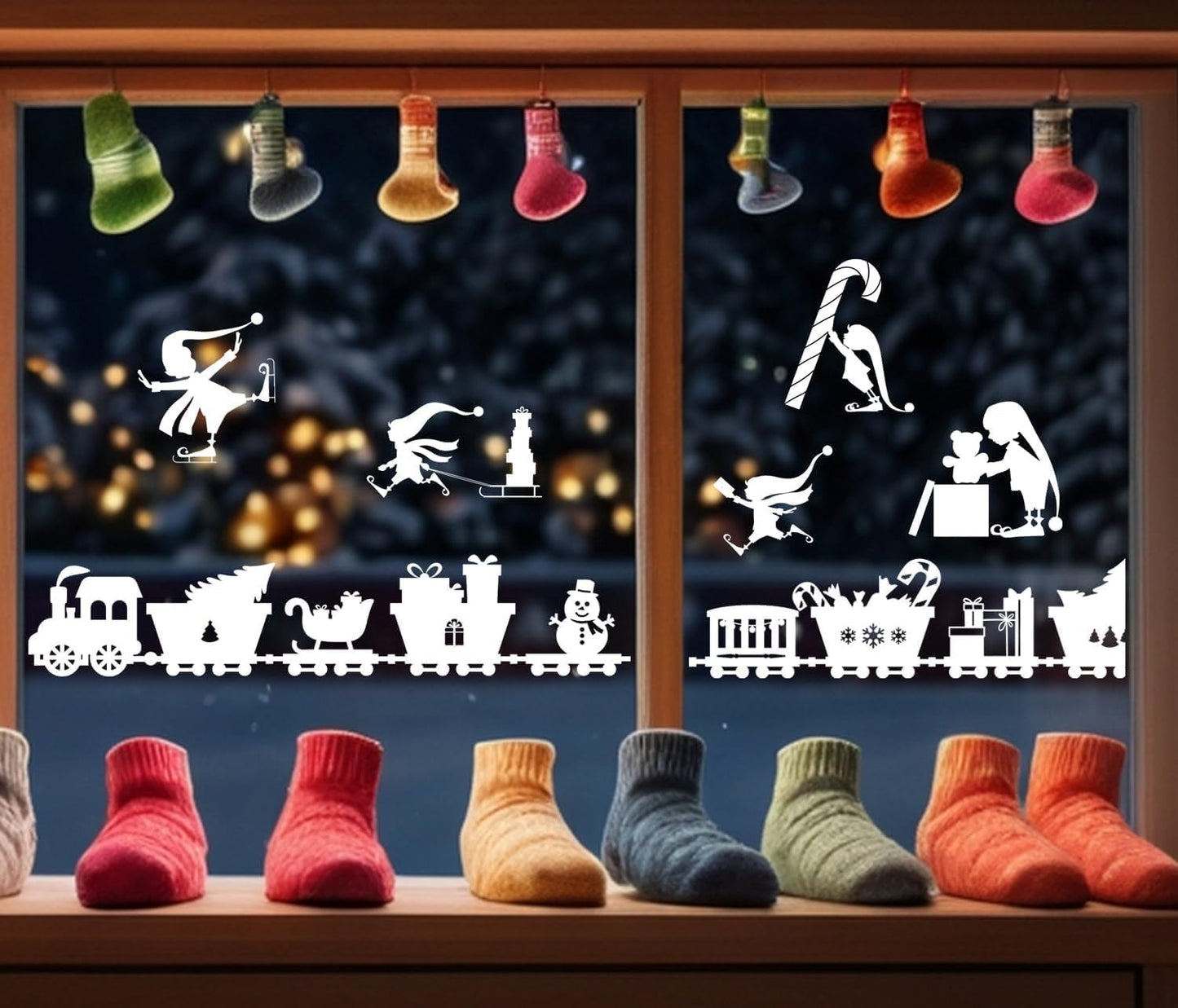 Christmas Stencils for Window Glass Large Christmas Stencil Reusable Winter Forest House Village Holiday Drawing Templates for Painting on Window Wall Doormat Glass Wood