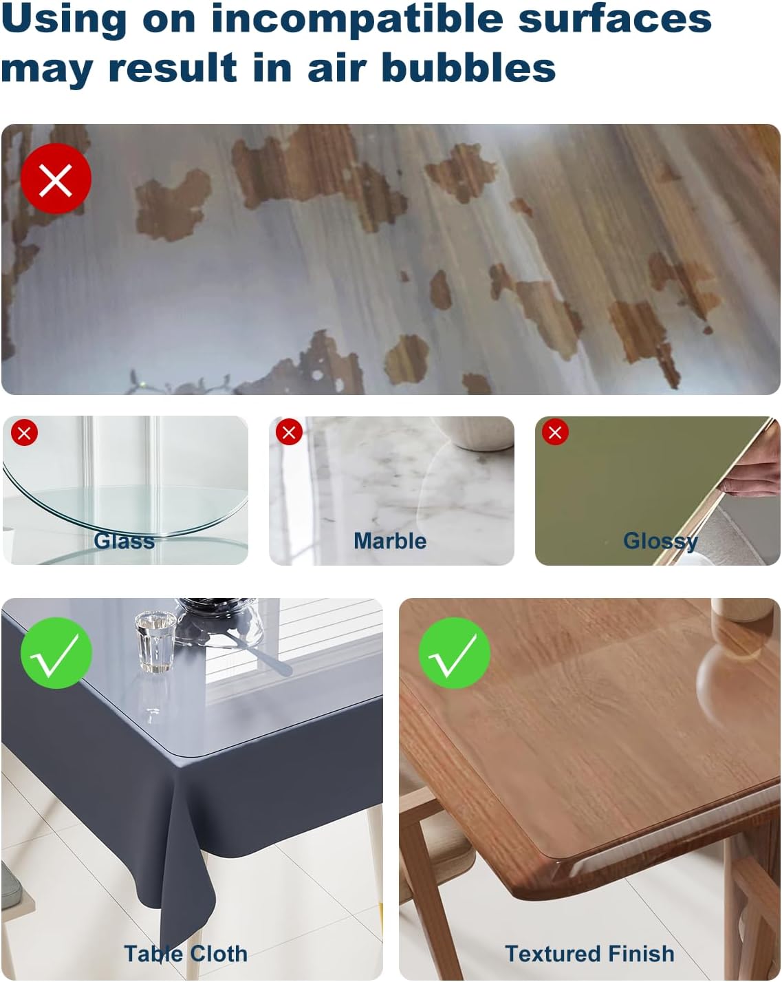 Crystal Clear Plastic Table Cover Protector, 42" x 60" Spill Resistant Easy Flat PVC Desk Pad Mat, 1.5mm Thick Rectangle Vinyl Table Top Protector for Dining Room Table, Office, Dresser