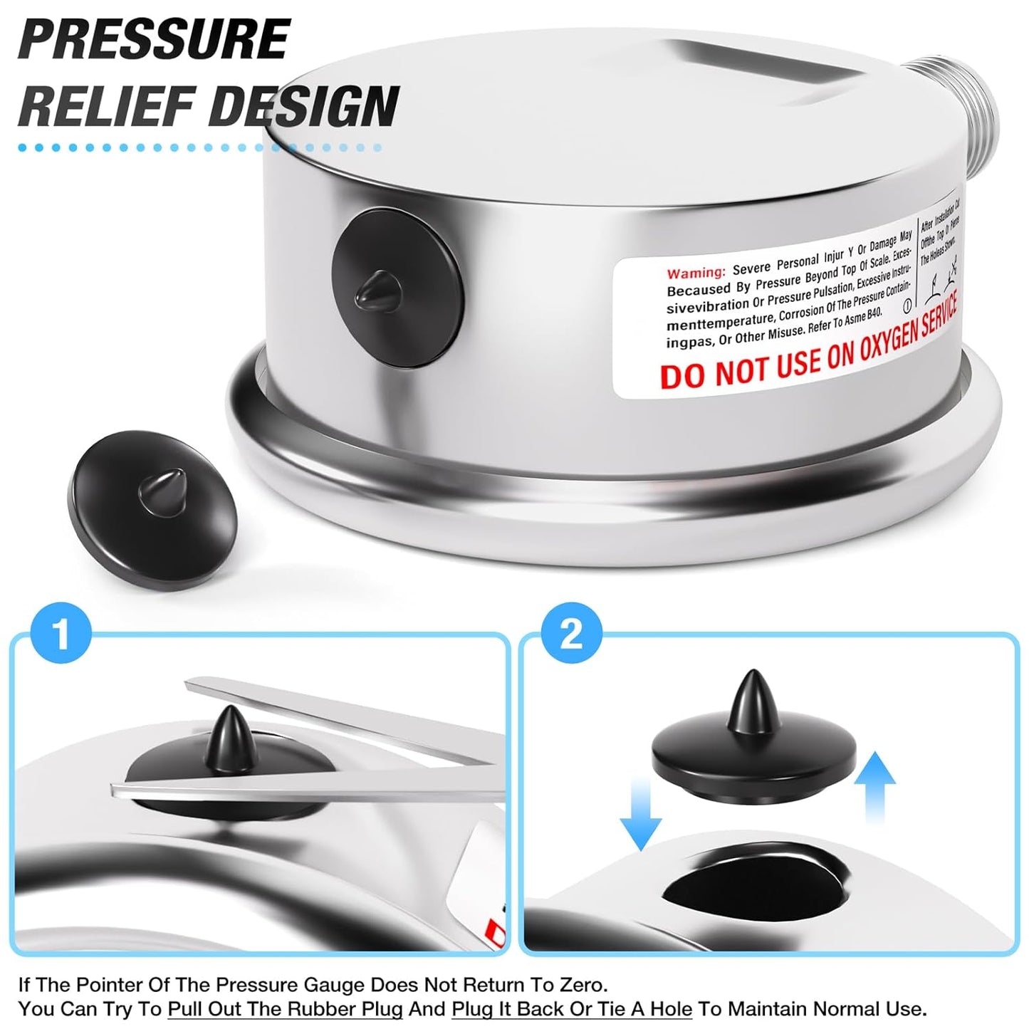 MEANLIN MEASURE 0~600Psi Liquid Filled Pressure Gauge Stainless Steel with 316 Stainless Steel Joint 1/4" NPT 2.5" FACE DIAL for WOG Water Oil Air Lower Mount