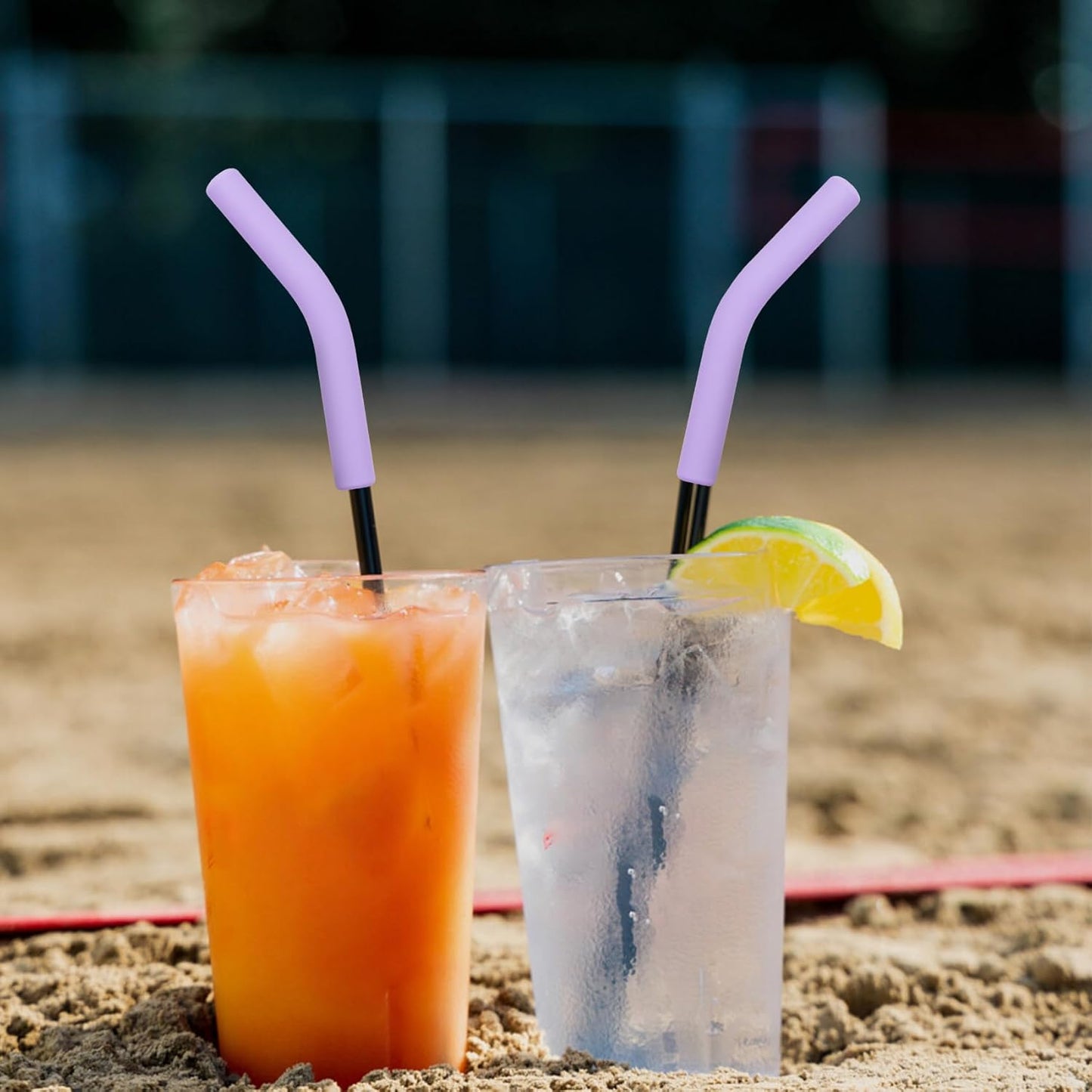 6pcs Food-Grade Silicone Straw Tips, Reusable Metal Straw Elbows Tips, Temperature Resistant Rubber Straw Covers Replacement Tip for 5/16" Stainless Steel Straws - Purple