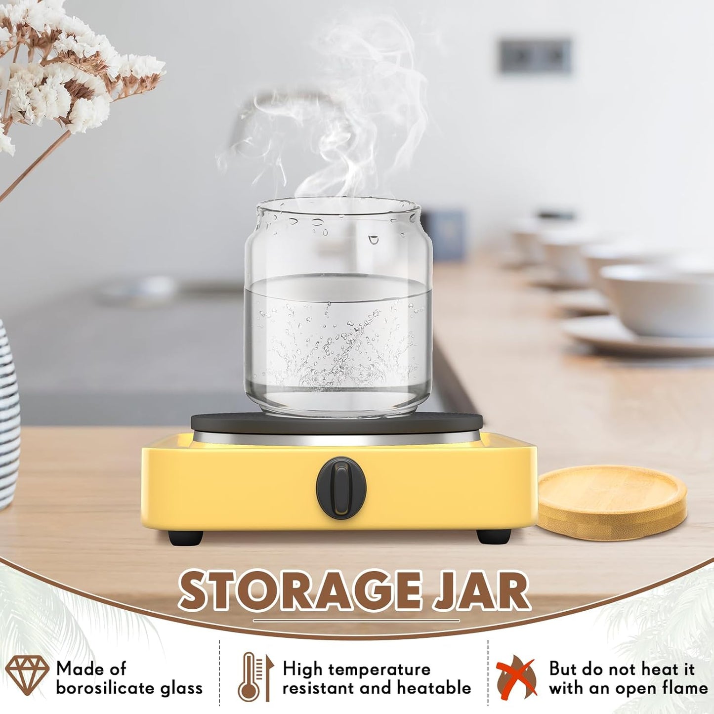 Irenare 16 Pcs 17 oz/ 500 ml Glass Canister Food Airtight Sealed Clear Borosilicate Glass Storage Jars with Lids Kitchen Spice Containers for Serving Coffee Sugar Tea Beans Candy Nuts Pantry (Bamboo)