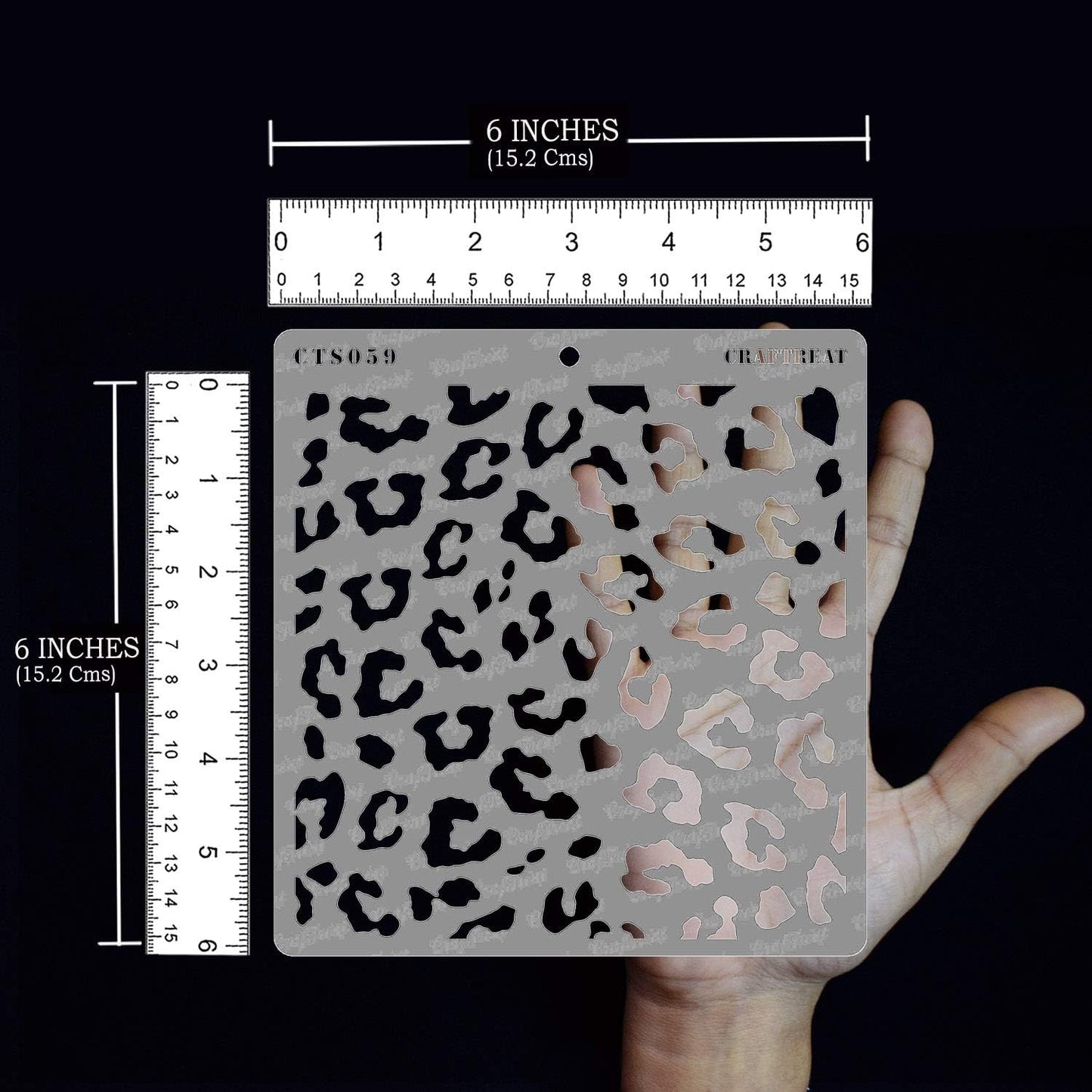 CrafTreat Reusable Cheetah Print Stencil – 6x6 Inch Cheetah Skin Pattern for Cake Decorating, Furniture Painting, DIY Crafts, and Home Décor Projects