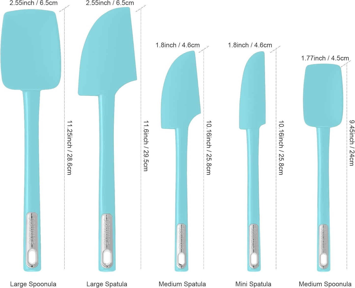 Premium Silicone Spatula Set, JXWING Flexible Heat Resistant Non-slip Handle Baking Cooking Rubber Spatulas, Aqua Sky