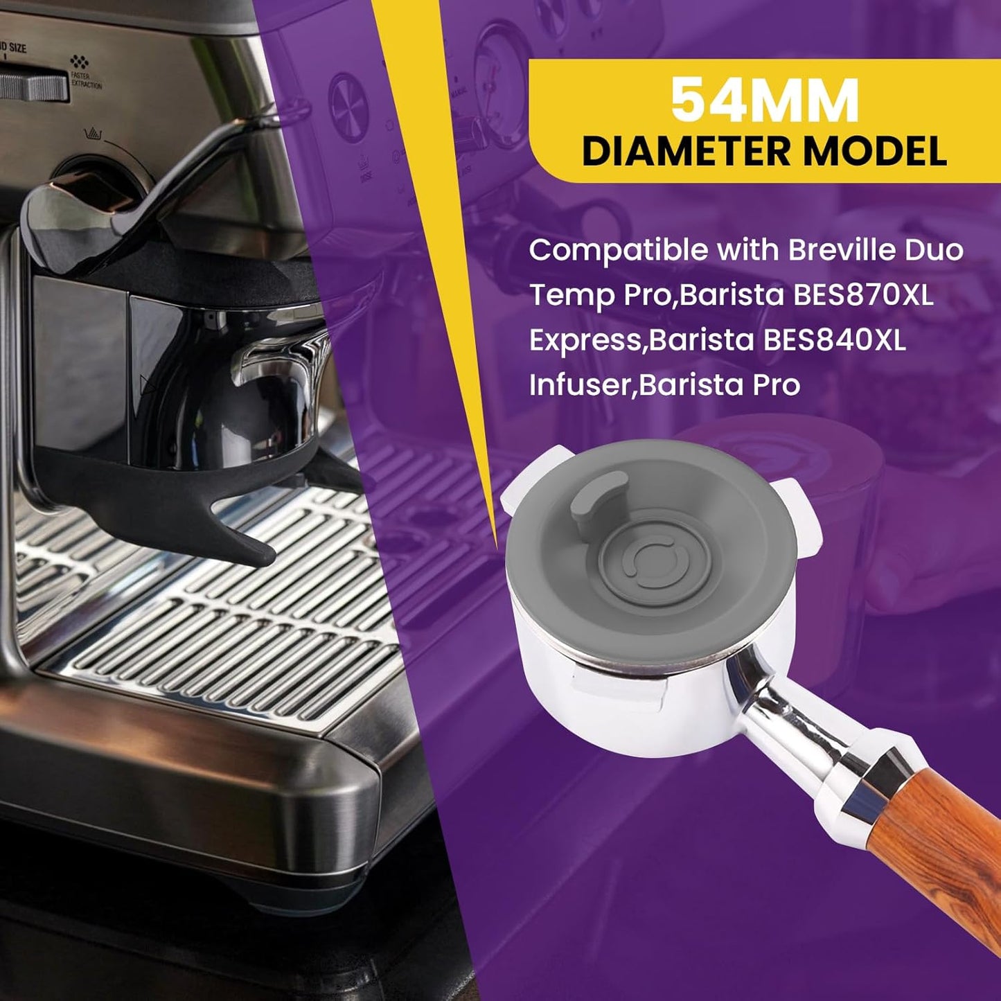 Espresso Backflush Cleaning Disc, 54mm Silicone Backflush Disc for Most Espresso Machines, Compatible with BES870XL BES878BSS BES880 BES840XL BES810BSS, 4 Pack