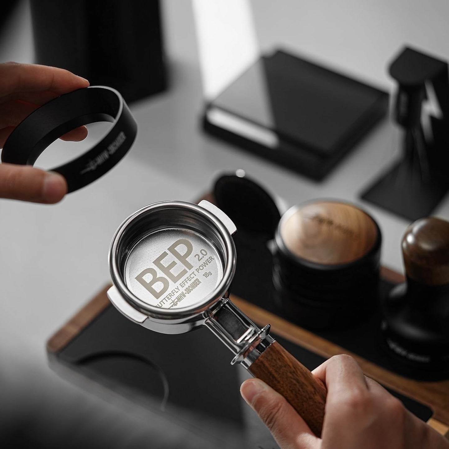 MHW-3BOMBER 51mm Espresso Filter Basket, 12g Double-layer Stainless Steel High Precision Extraction Portafilter Basket Filter Fits Most 51mm Portafilter/Tamper, Ridged, FB5619-OS