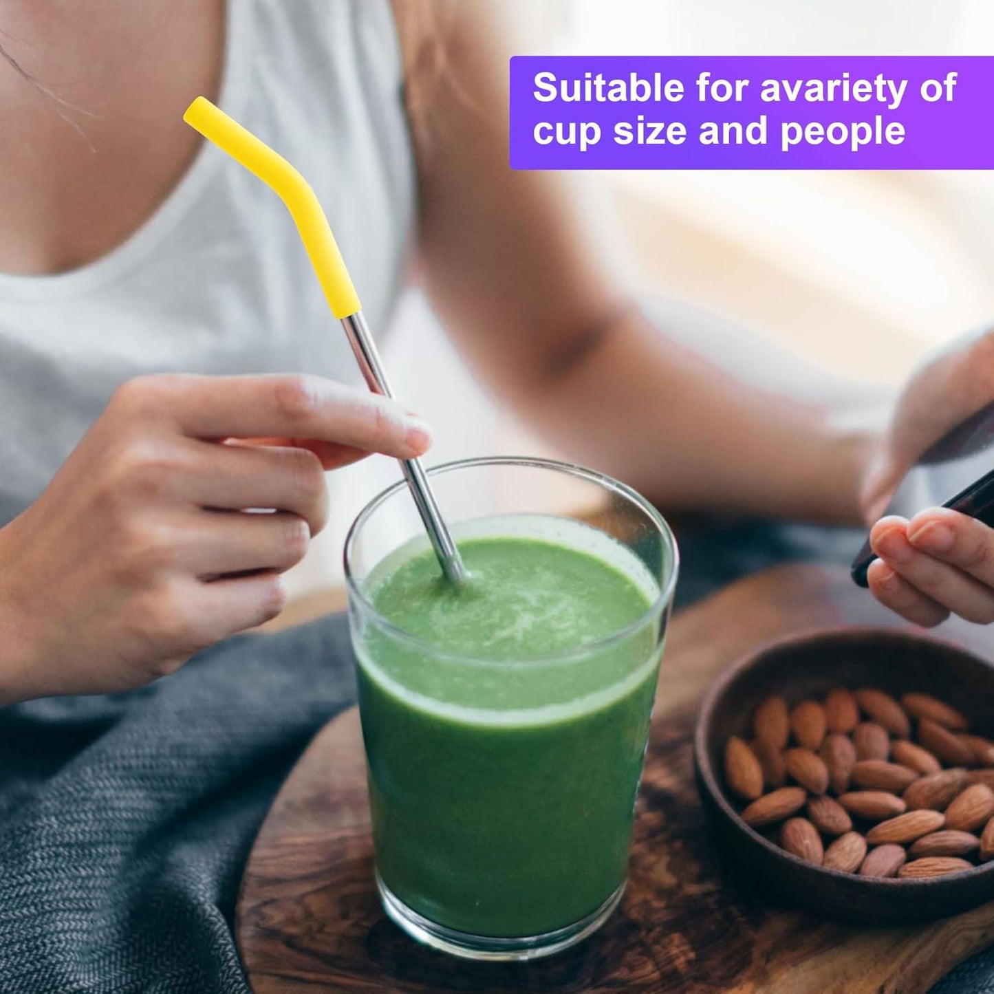 6Pcs Metal Straw Silicone Tips 5/16 IN Wide(8mm Outer Diameter) Food Grade Rubber Straw Covers Yellow Flex Elbow Replacement Tip for Stainless Steel Metal Straws