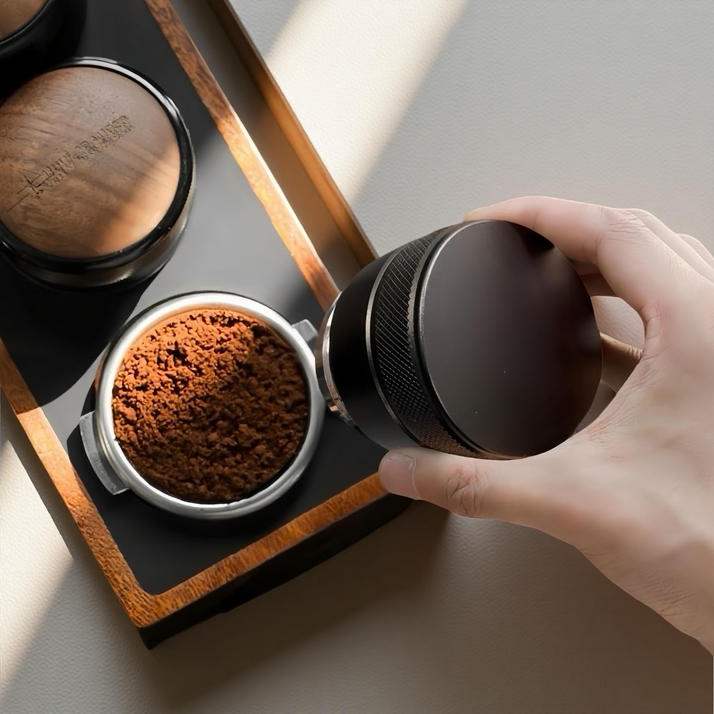 53mm Coffee Tamper & Distributor Set 53mm, Espresso Tamper Set with Spring Loaded and Base, Coffee Machine Accessories 54mm Calibrated Tampers for Breville Portafilter with Coffee Cleaning Brush