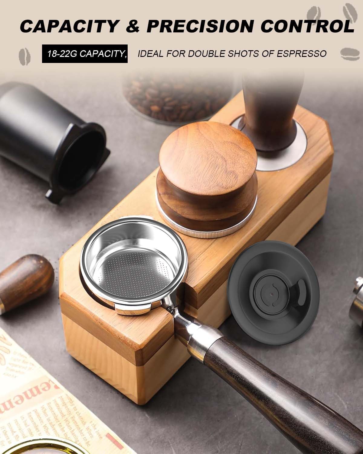 [1 Pack] Precision 18-22g Double Shot Multi-Hole Filter Basket[Italian-Style Craftsmanship][For Rich Crema & Even Extraction] Fits 54mm Breville/Sage: Bambino, Bambino Plus, Barista Express Series