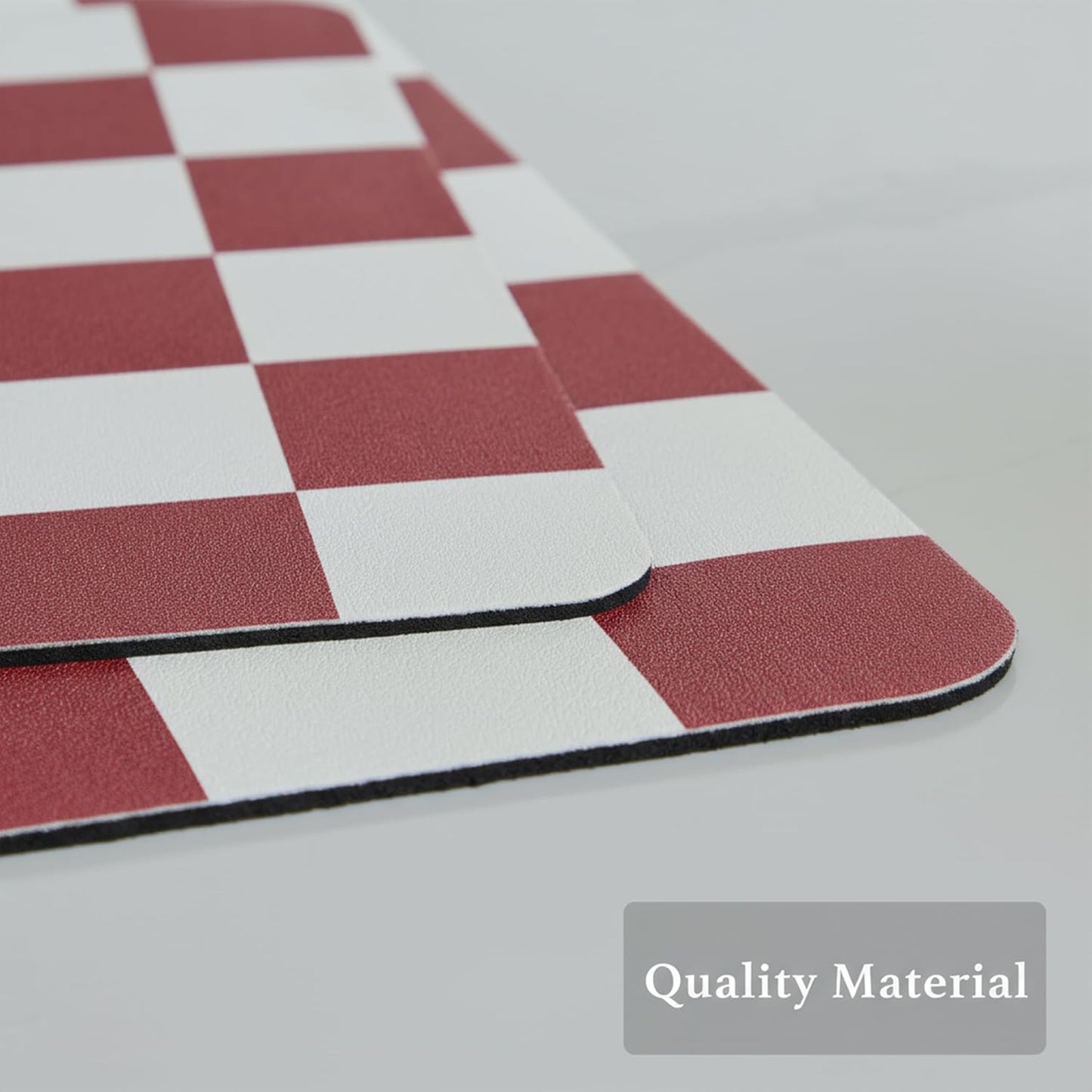 Checkered Dish Drying Mat for Kitchen Counter, Coffee Bar Station Accessories, Retro Cute Aesthetic Modern Absorbent Drainer Mat Kitchen Drying Mat Easy Clean (Red, 24" x 16")