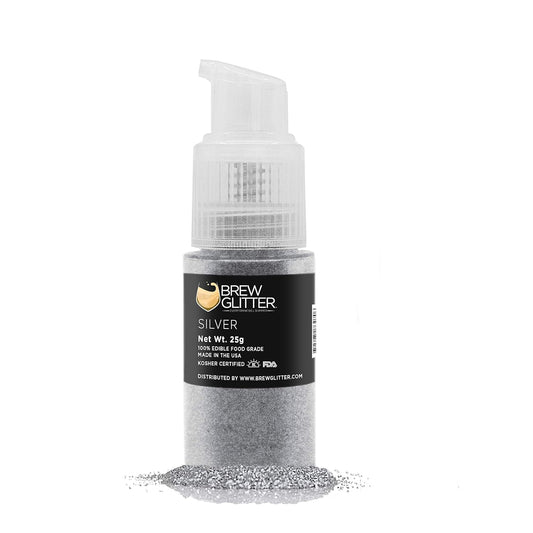 Brew Glitter - Silver (25g 1x Pump) | Edible Glitter for Cakes, Cupcakes, Cake Pops, Drinks, Desserts by Bakell