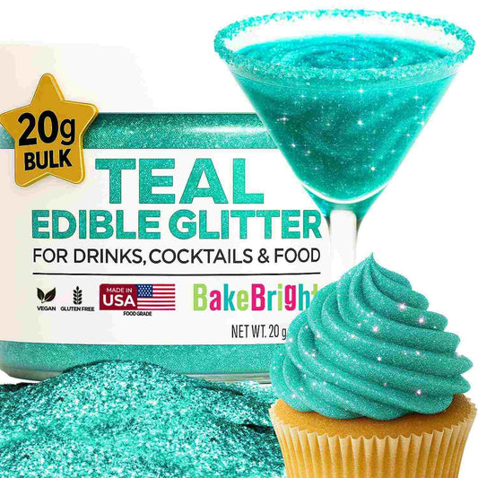 Bulk 20g Light Blue Edible Glitter for Drinks | Premium Edible Glitter for Cakes, Cocktails, Light Blue Cake Decorating Decorations Food Grade, Vegan, Kosher, Halal, Gluten Free - Made in USA