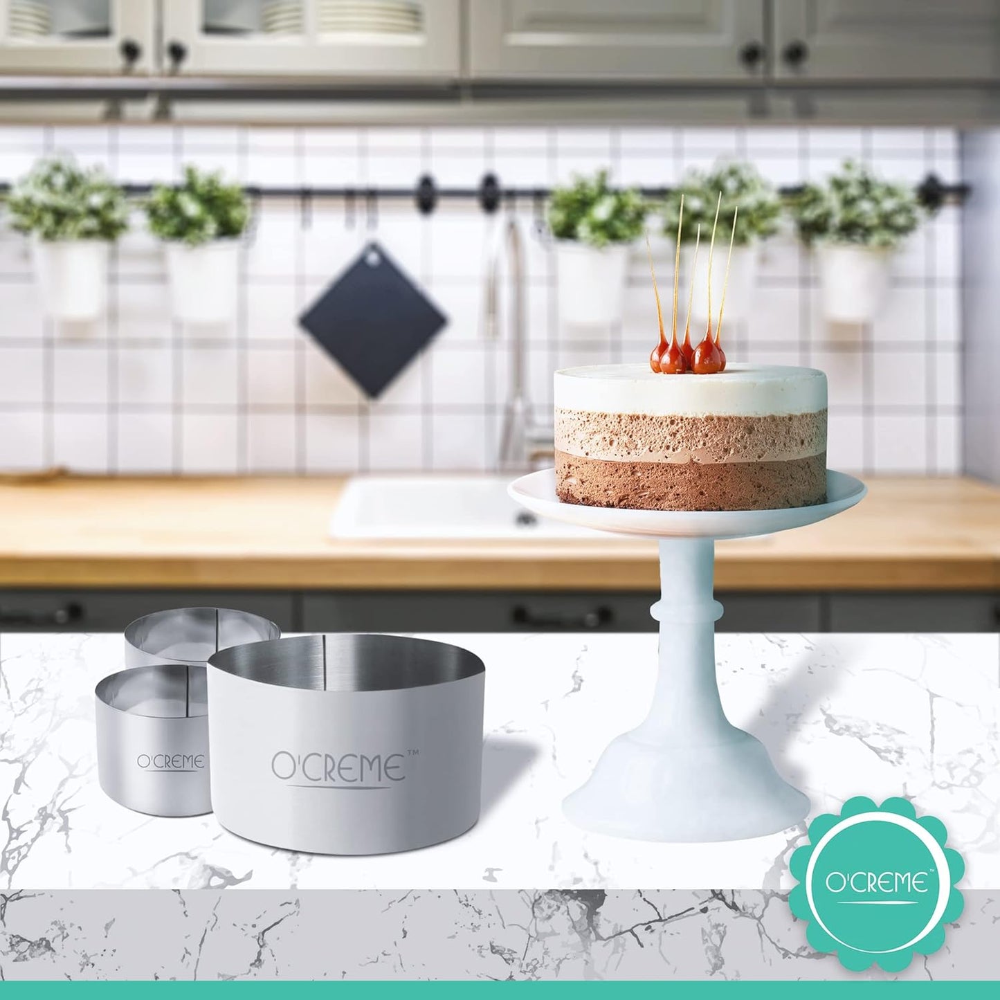 O'Creme Cake Ring Sturdy Stainless Steel Round Mousse Cake Ring Mold for Baking, Dessert Cake Decorating Pastry Rings 10 Inch Diameter x 3 Inch High
