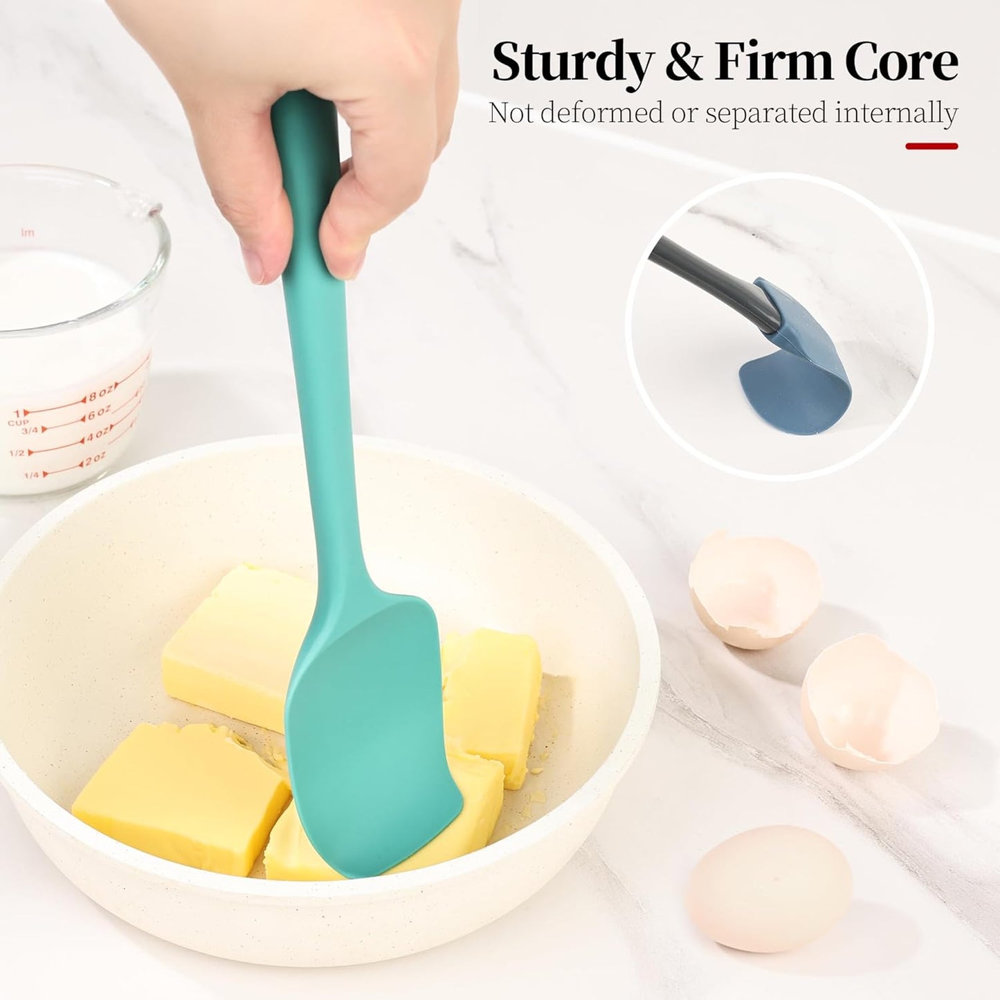 600ºF Heat Resistant Spatula, 11.34 inch High Heat Food Safe Semless Kitchen Silicone Spoon Spoonula Scraper for Cooking Baking Mixing Scraping Stirring Nonstick Cookware Pan Bowl (Turquoise)