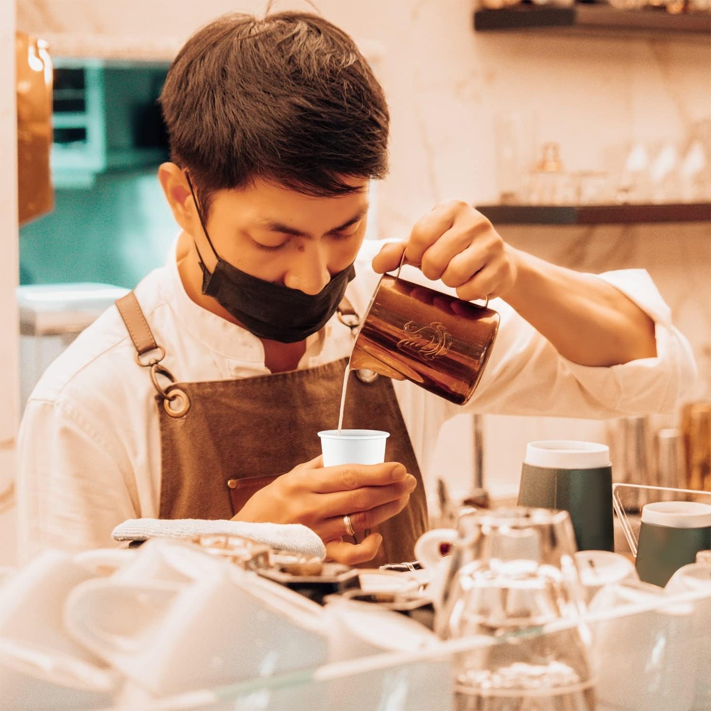 Smygoods White Disposable Paper Coffee Cups with Lids (4 OZ, 50 Count) For Hot Beverages, Tea, Espresso, Cocoa - To Go Drink Containers, Café & Office