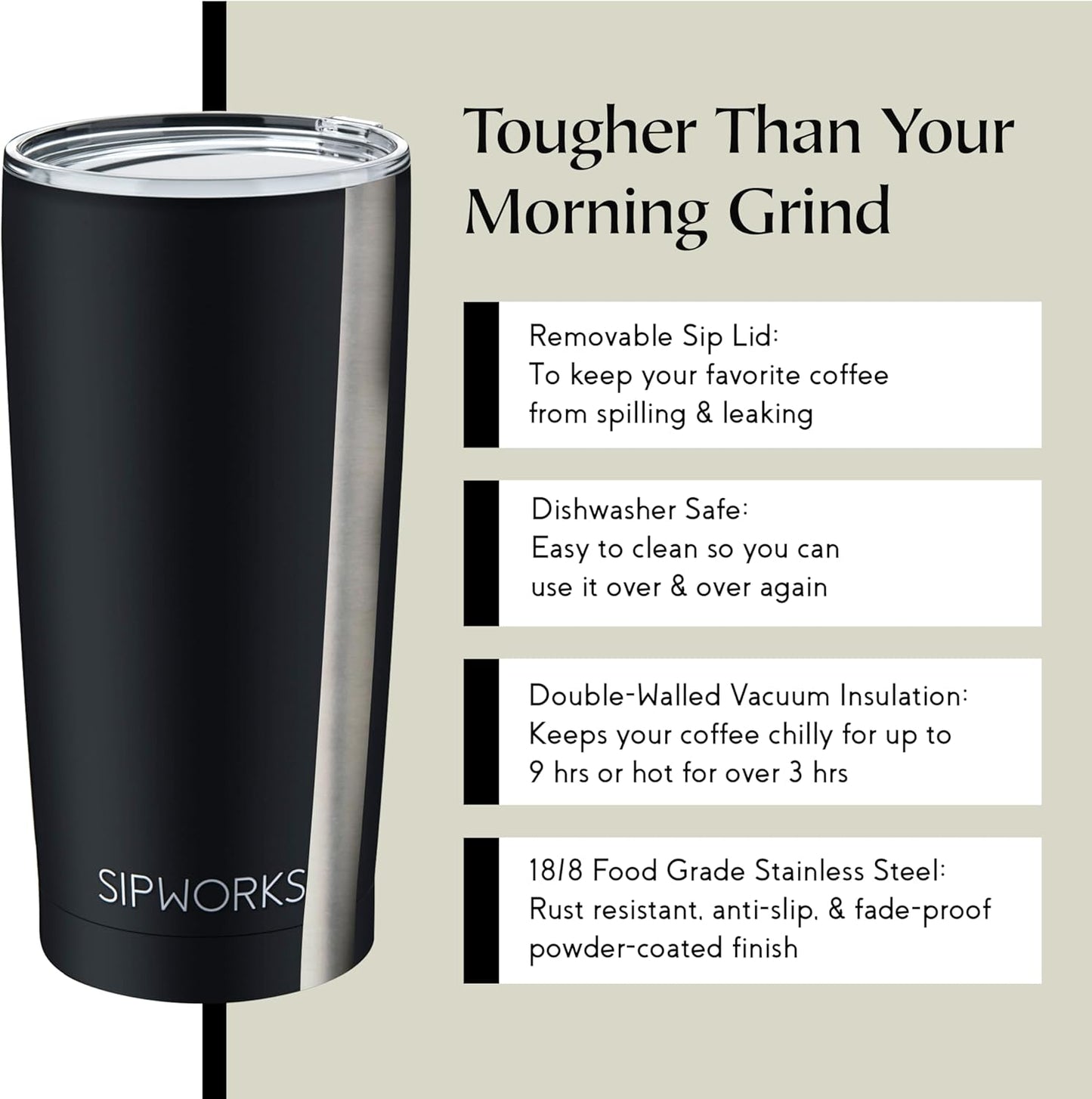 Stainless Steel Coffee Tumblers with Lids - 20z Double Walled Vacuum Insulated for Hot & Cold Drinks - Spill Resistant Travel Tumbler - Arctic White