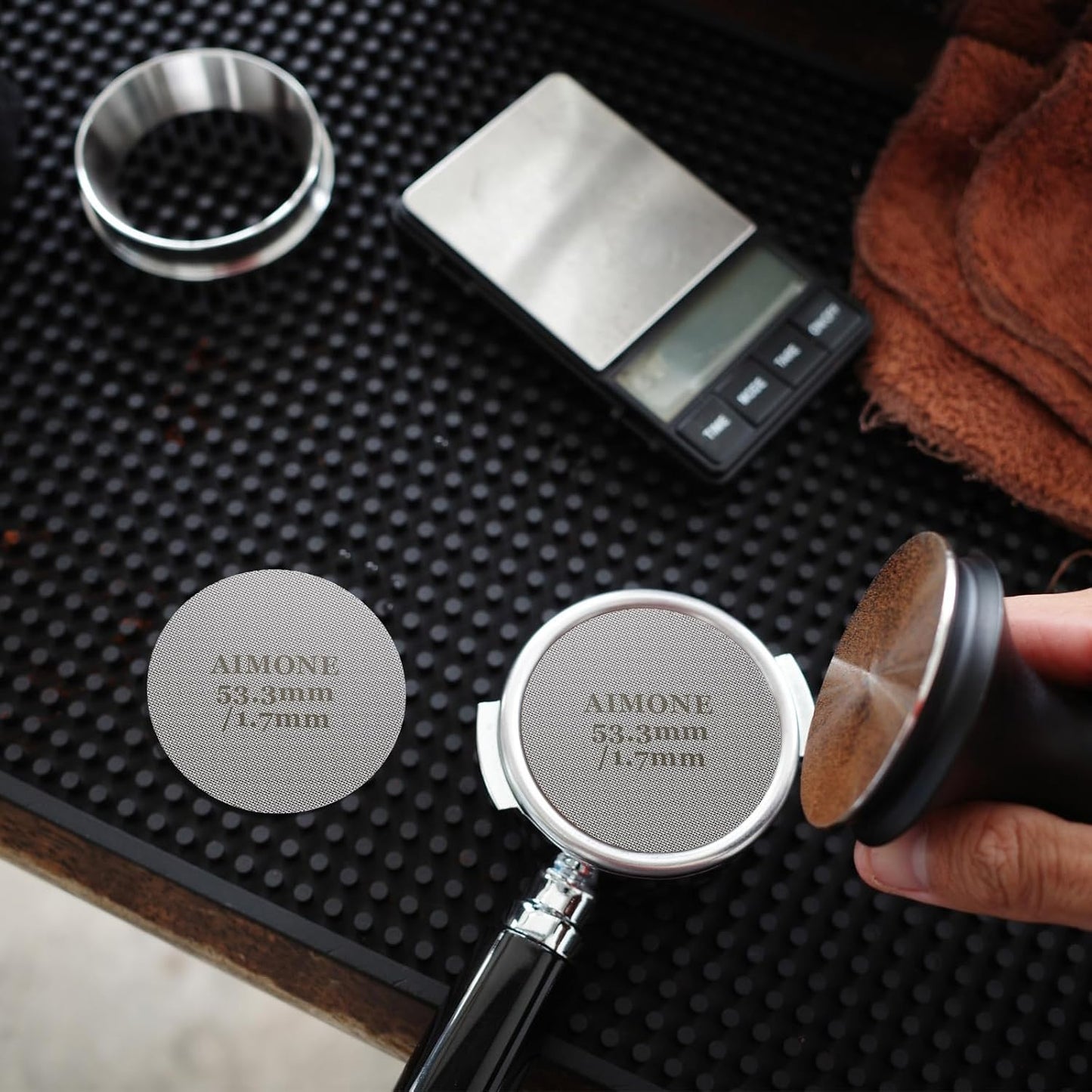 Espresso Puck Screen - Lower Shower Screen Compatible With Espresso Portafilter Filter Basket, Reusable1.7mm Thickness,150μm, 316 Stainless Steel (1, 53.3MM)