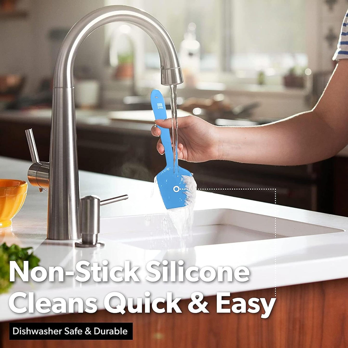 DI ORO Silicone Spatula Set - Rubber Kitchen Spatulas for Baking, Cooking, & Mixing - 600°F Heat-Resistant & BPA Free Silicone Scraper Spatulas for Nonstick Cookware - Dishwasher Safe (5pc, Blue)