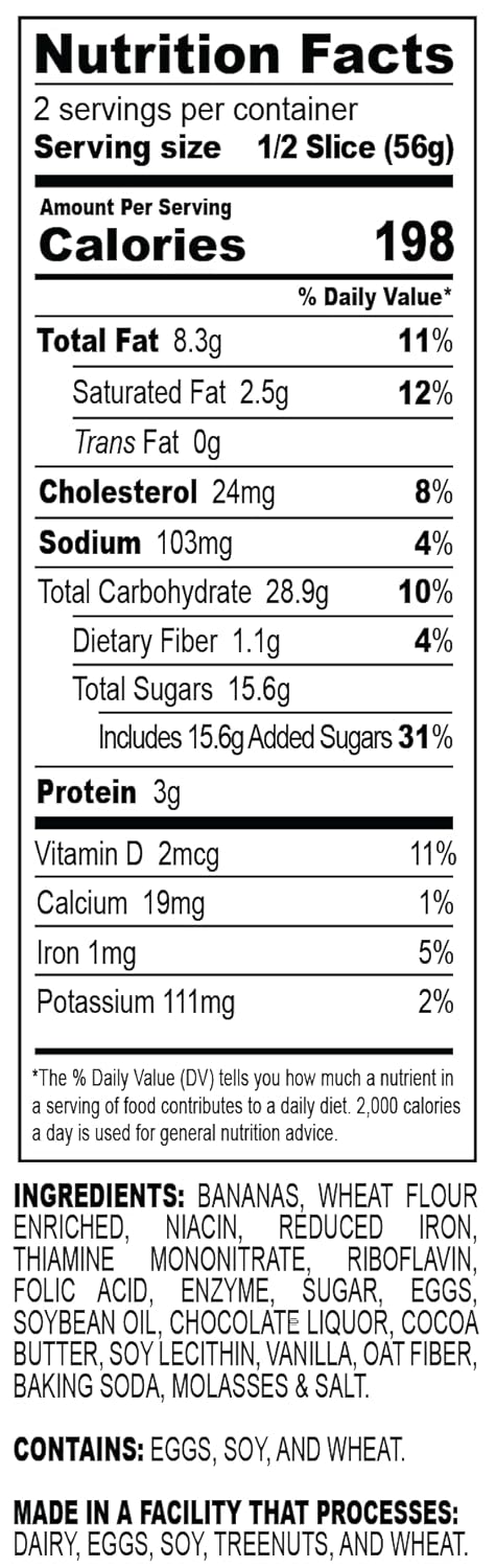 Nadel - NATURALLY DELICIOUS BANANA CHOCOLATE CHIP CAKE SLICES (8 Pack) Sweet Breads & Cakes, Back to School lunch snack, breakfast bar