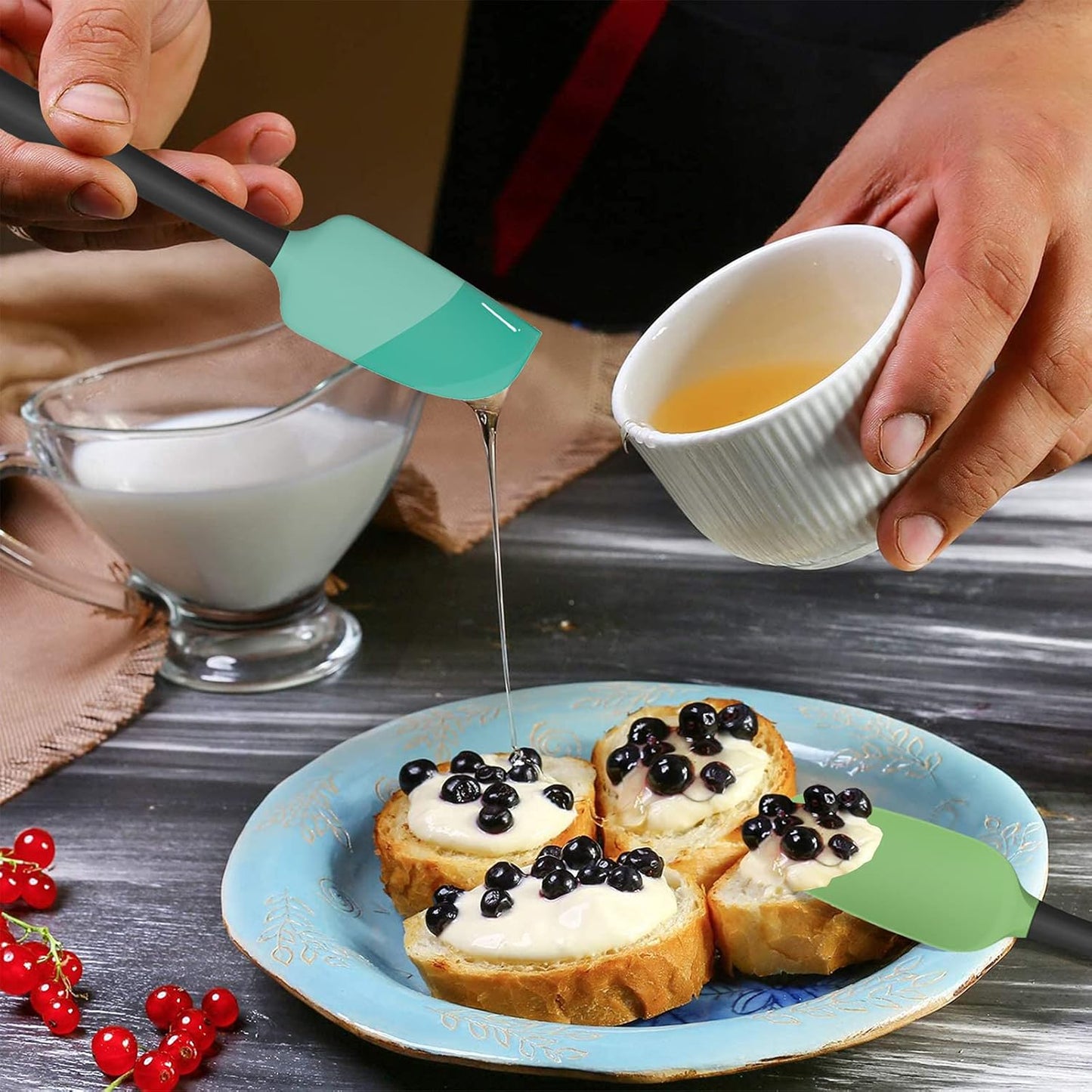 Coukre Silicone Spatula Set of 5,High Temperature Resistant, Food Grade Silicone, Dishwasher Safe, for Baking cooking (Colorful)