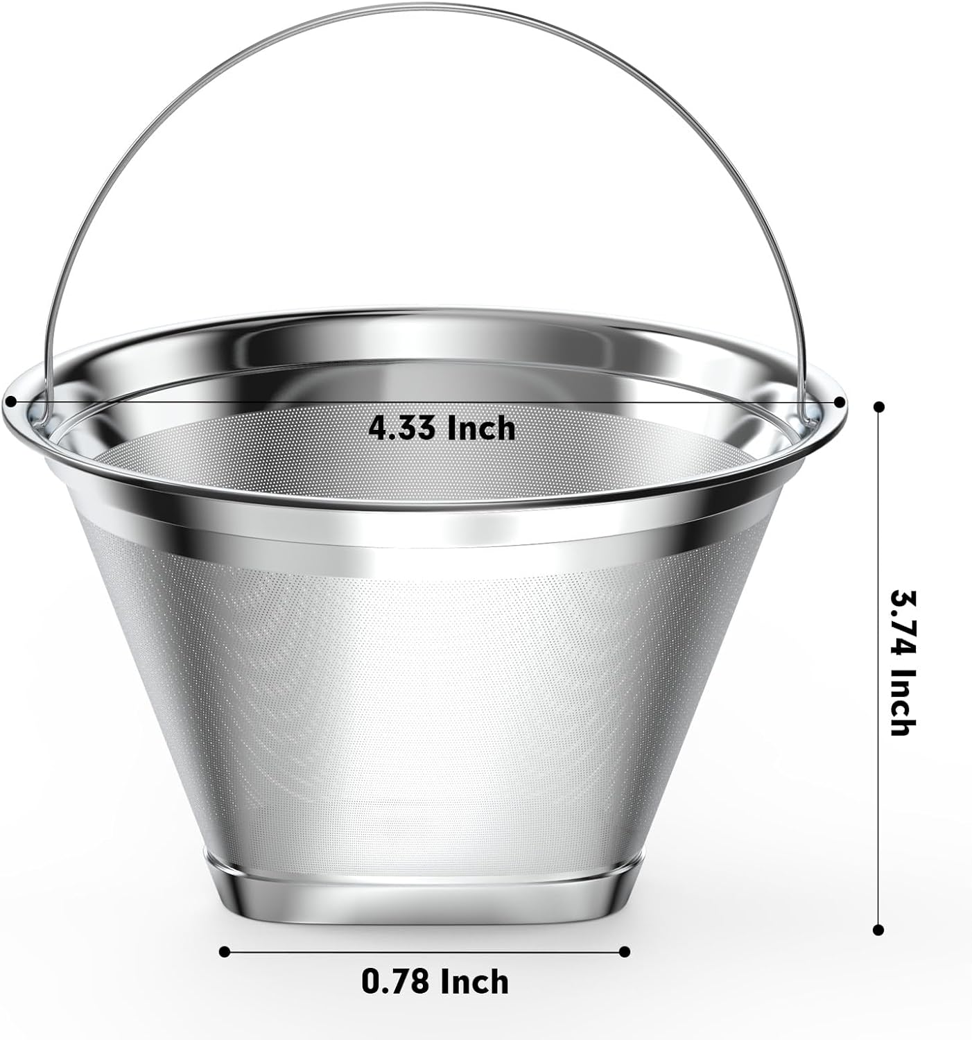Stainless Steel Reusable Coffee Filter Compatible with Ninja Coffee Maker, 4 Cone Coffee Filters Coffee Basket, Permanent Coffee filters fit for Ninja CFP201 CFP300